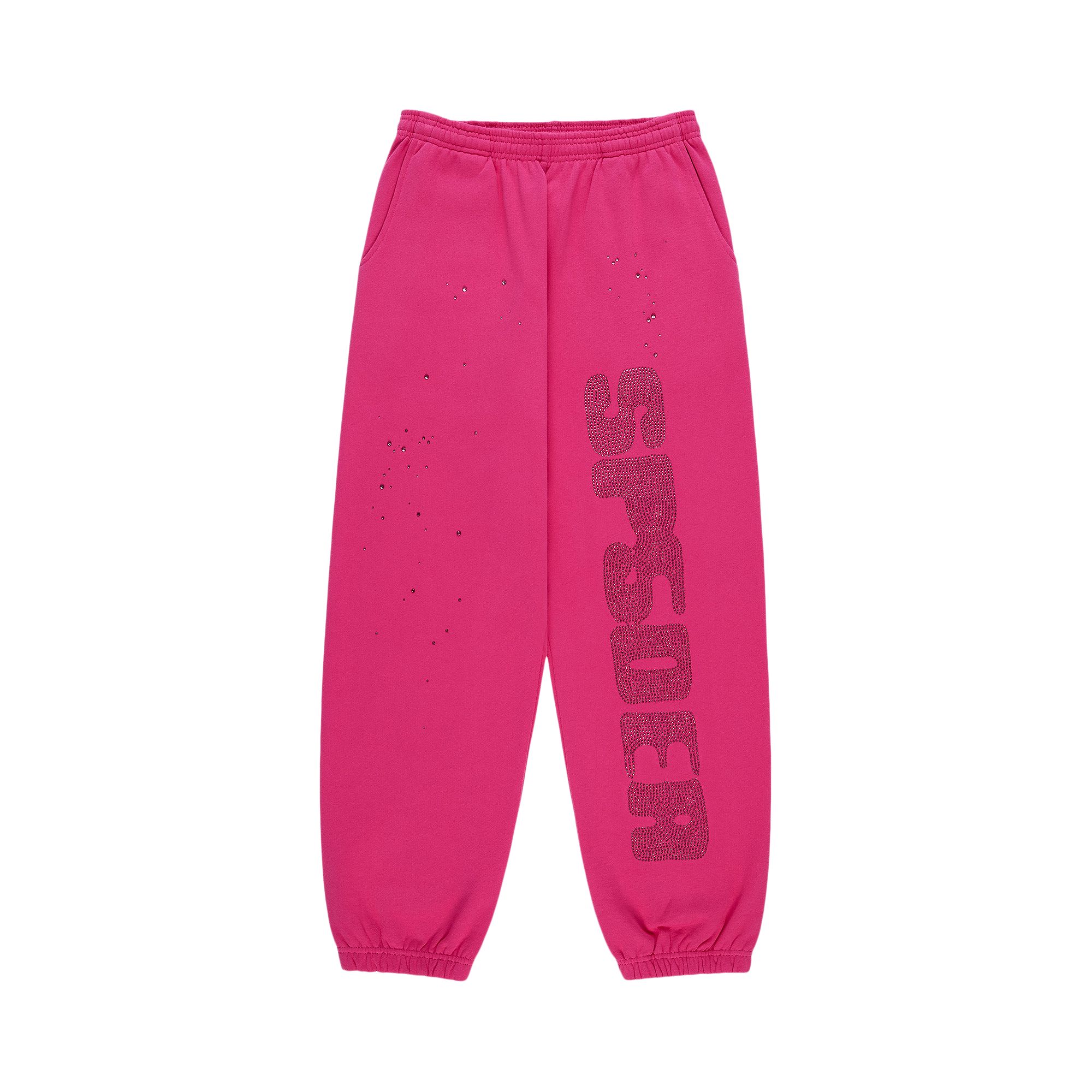 SP5DER Pre-owned Rhinestone Silk Sweatpant 'pink' | Men's Size M