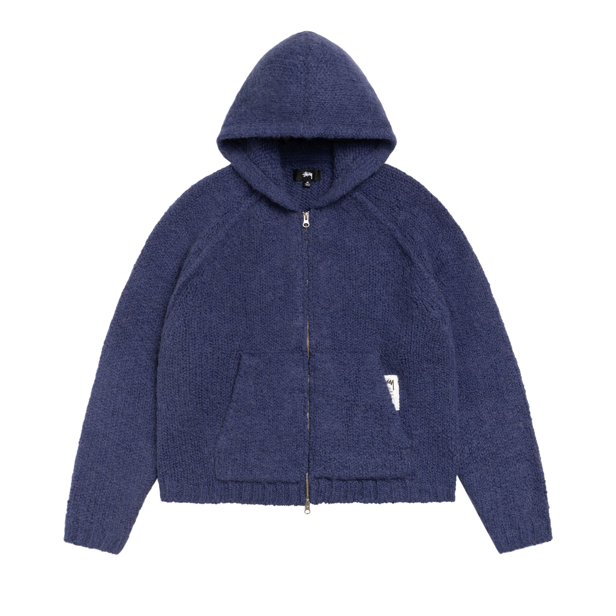 Pre-owned Stussy Chunky Knit Zip Hoodie 'blue' | Men's Size S