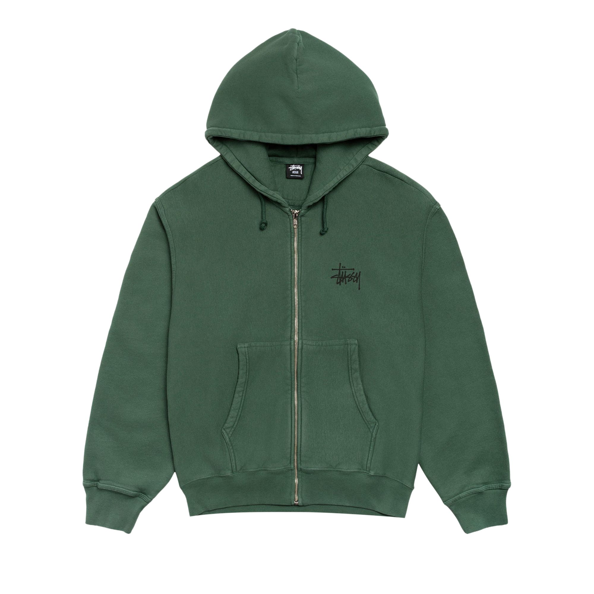 Pre-owned Stussy Basic Stüssy Zip Hoodie Pigment Dyed 'pine' | Green | Men's Size L