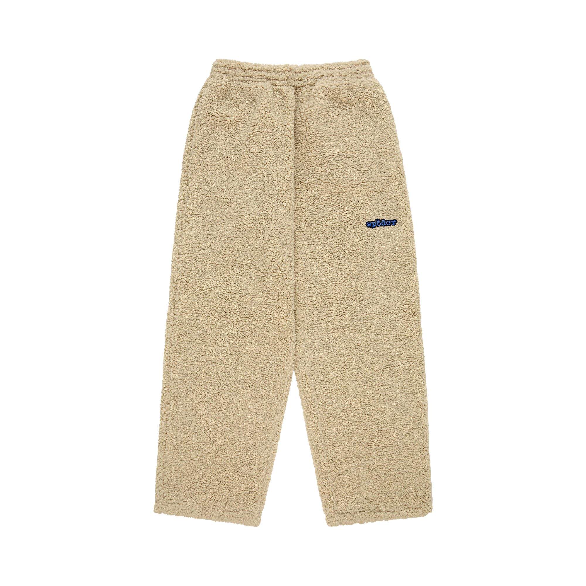 Pre-owned Sp5der Teddy Fleece Pant 'tan' | Men's Size M In Brown