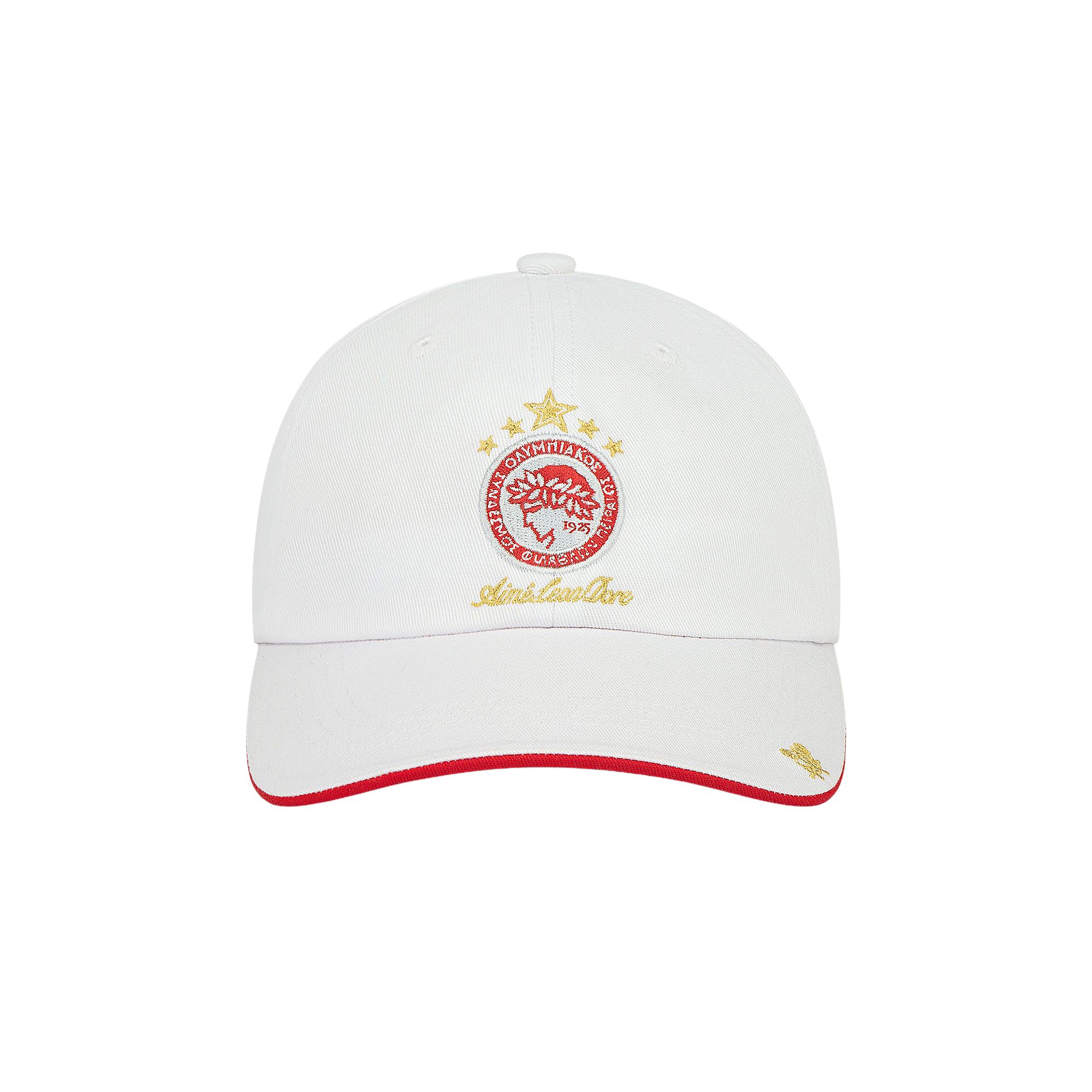 Pre-owned Aimé Leon Dore X Olympiacos F.c. Logo Hat 'bright White' | Men's Size Onesize