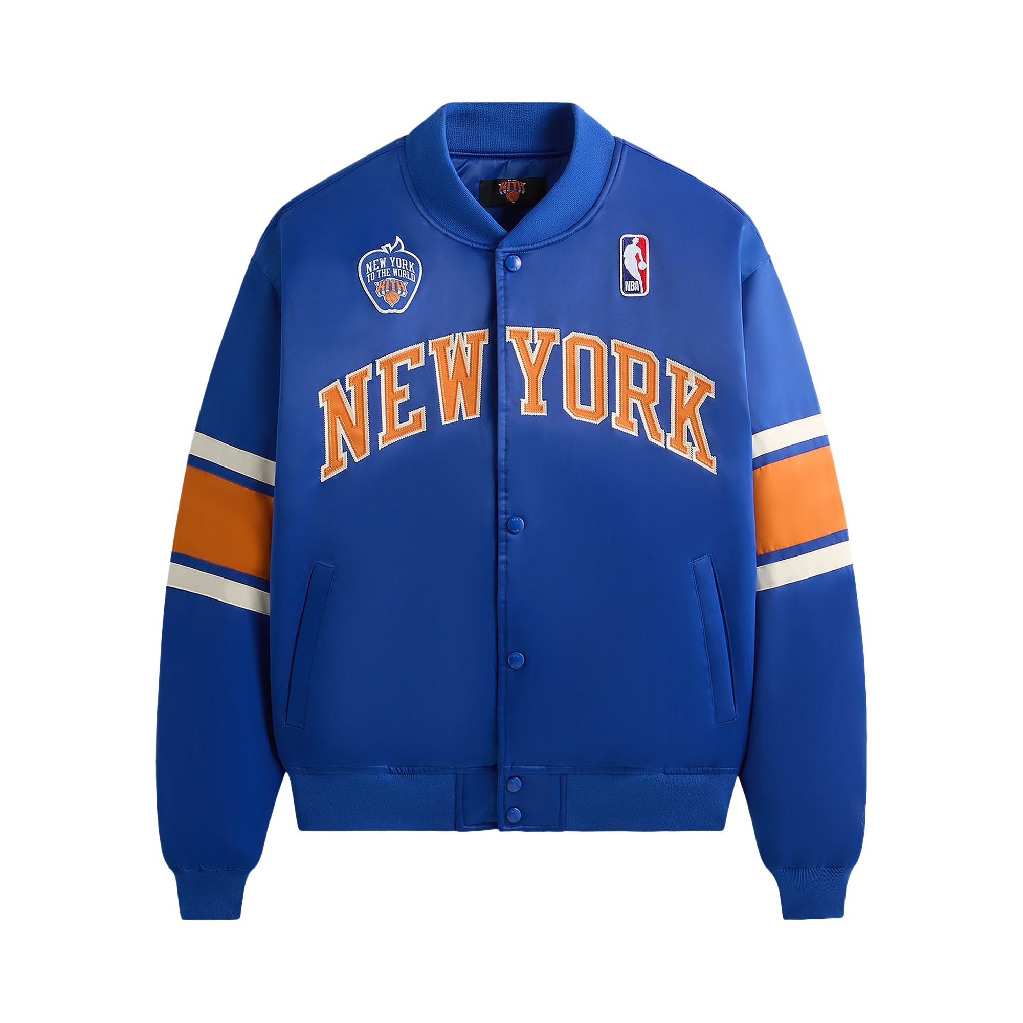 KITH Pre-owned For The New York Knicks Patrick Ewing Classic Satin Bomber Jacket 'current' | Blue | Men's Size