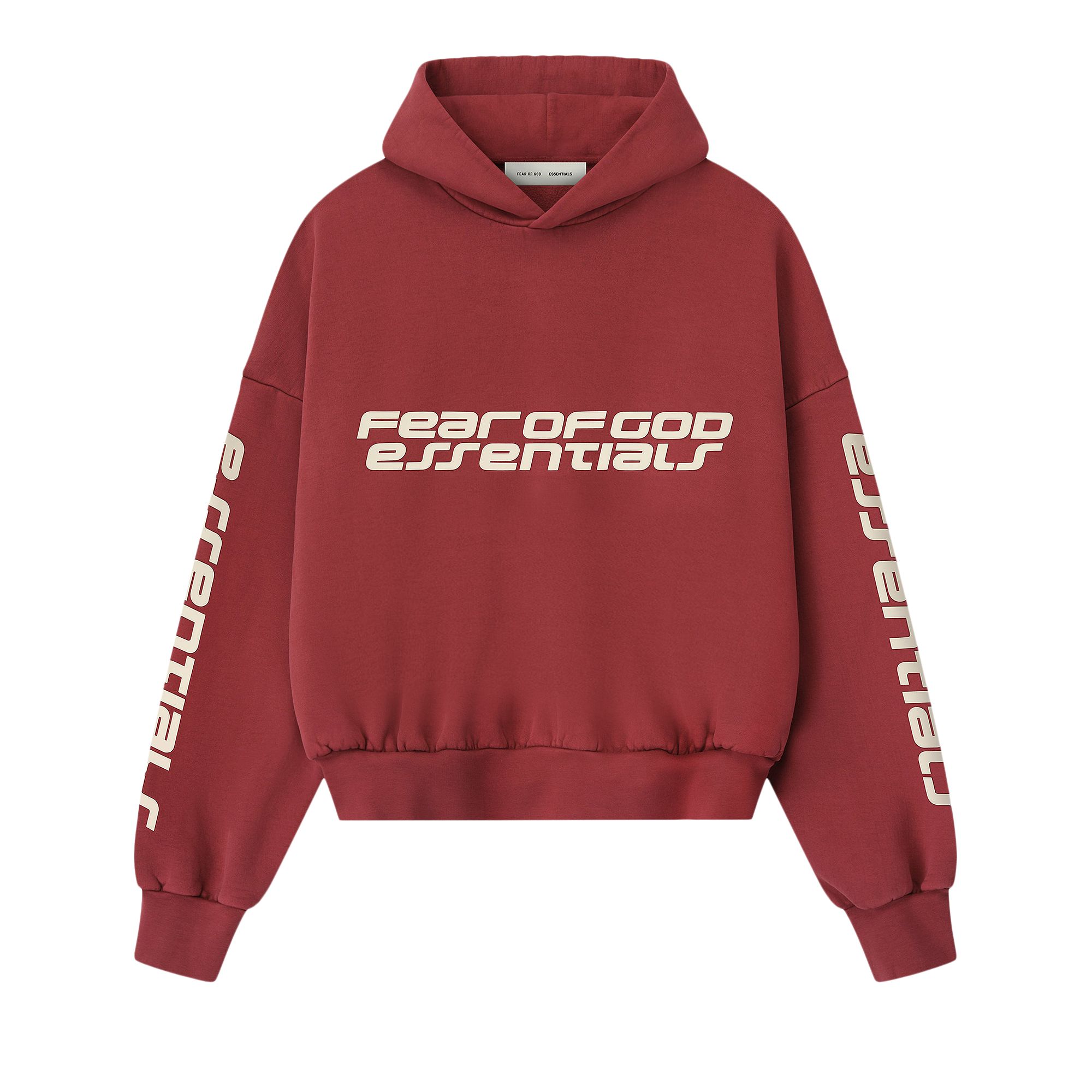 ESSENTIALS Pre-owned Fear Of God Cropped Relaxed Hoodie 'crimson' | Red | Men's Size M