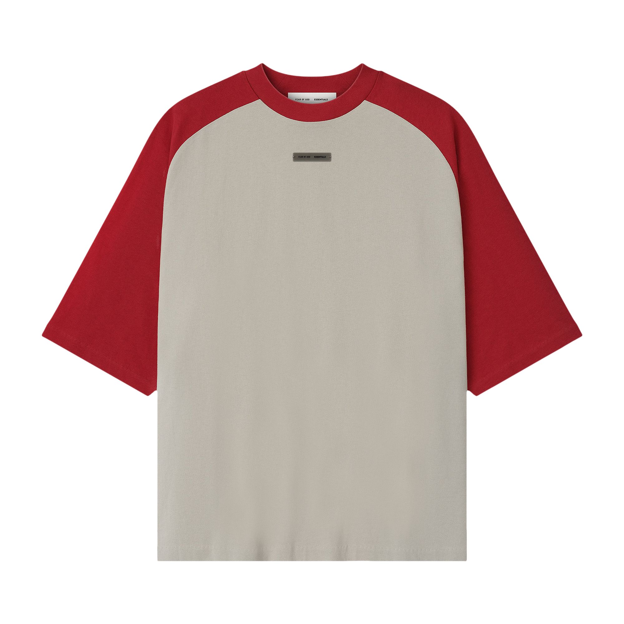 Pre-owned Essentials Fear Of God  Baseball Tee 'smoke Grey / Crimson' | Men's Size Xxl In Gray