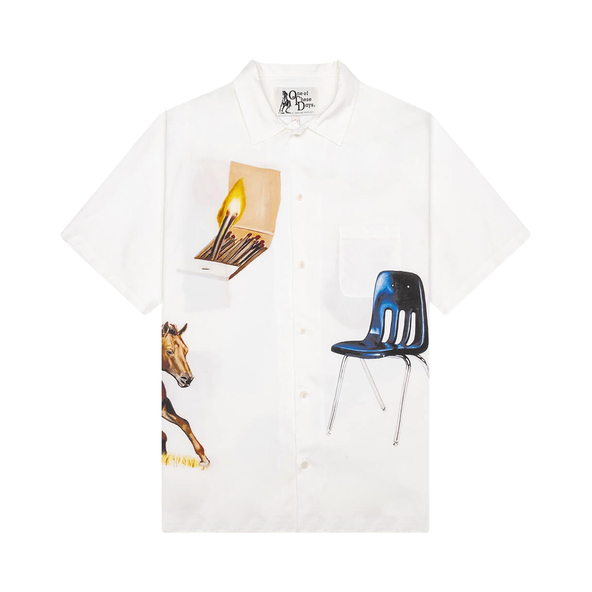 ONE OF THESE DAYS Pre-owned I Never Believed In Much, But I Believe In You Camp Shirt 'ivory' | Cream | Men's In White