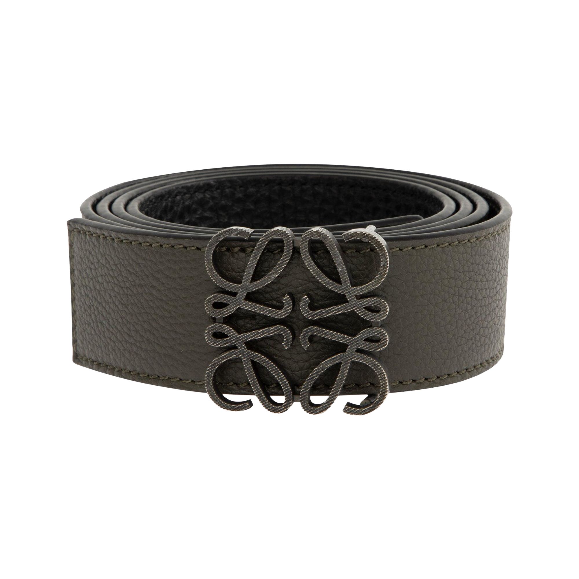 Click to view more detailed imagery on our partner's website Pre-owned Loewe Anagram Reversible Belt 'dark Khaki/black' | Green | Men's Size Onesize