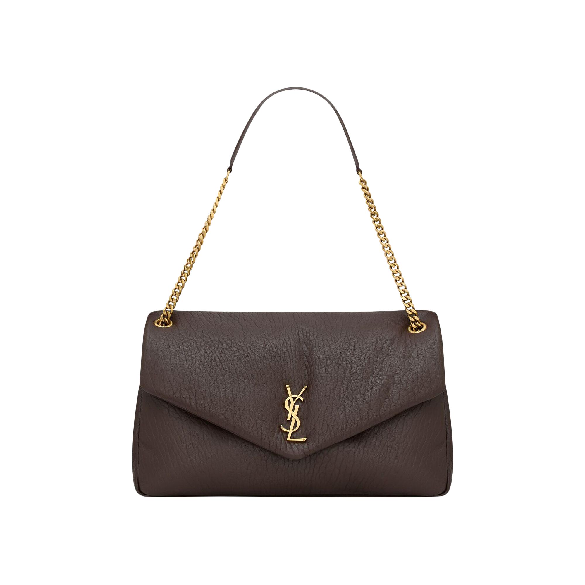 Click to view more detailed imagery on our partner's website Pre-owned Saint Laurent Calypso Large In Grained Lambskin 'dark Sweet Chocolate' | Brown | Women's Size Onesiz