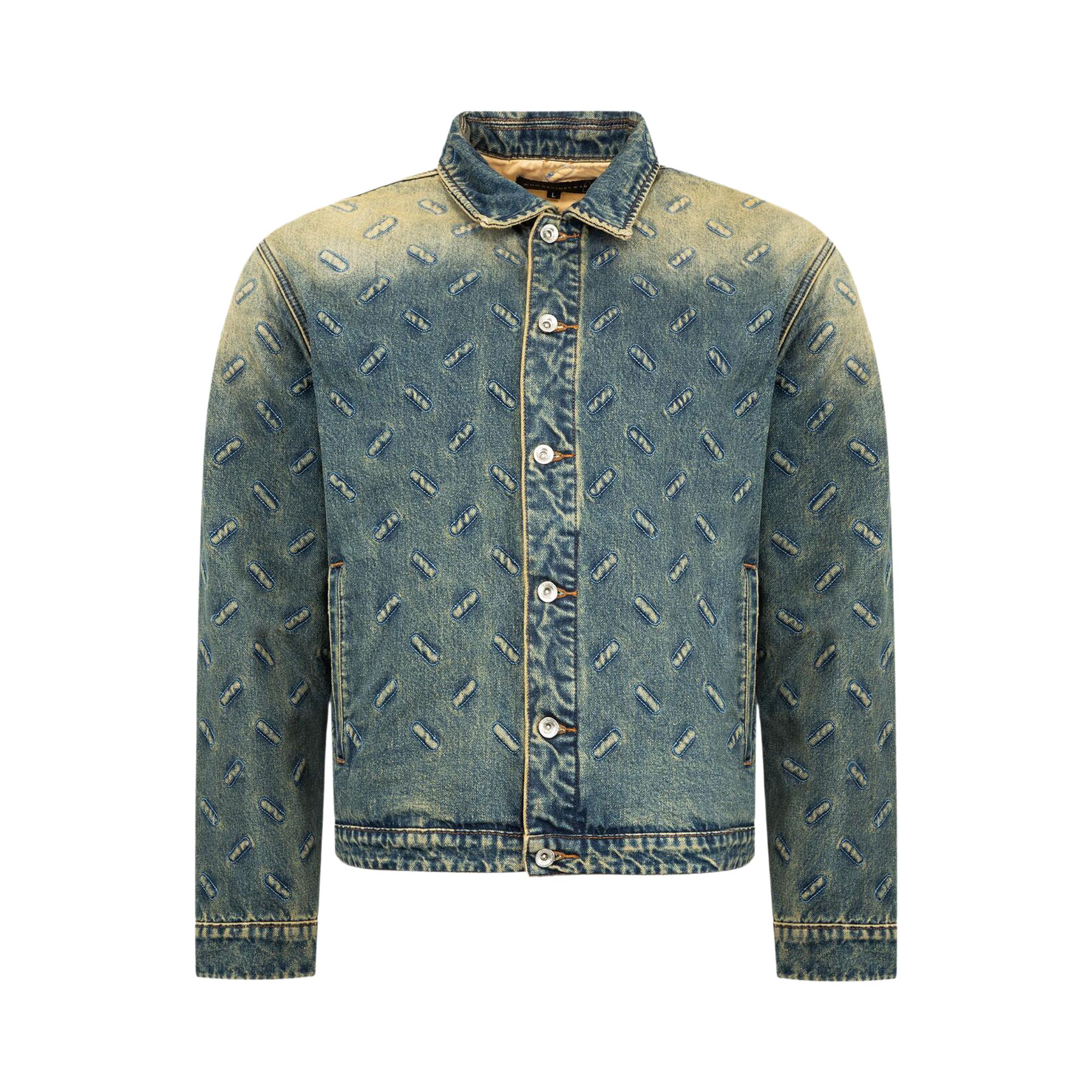WHO DECIDES WAR Pre-owned Thread Plate Trucker Jacket 'denim/tan' | Blue | Men's Size Xxl
