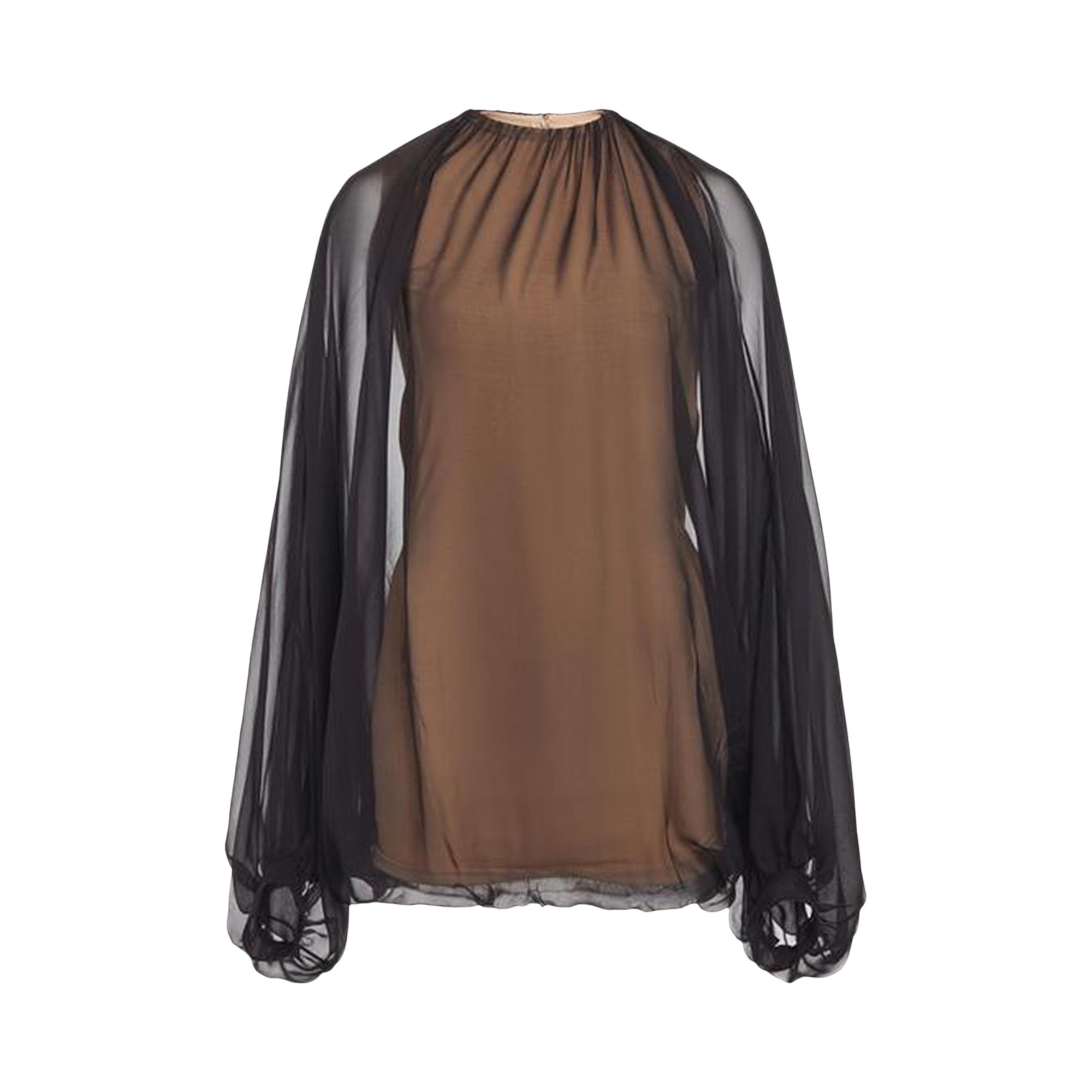 Pre-owned Valentino Chiffon Top 'nero/sand' | Tan | Women's Size 38 In Brown