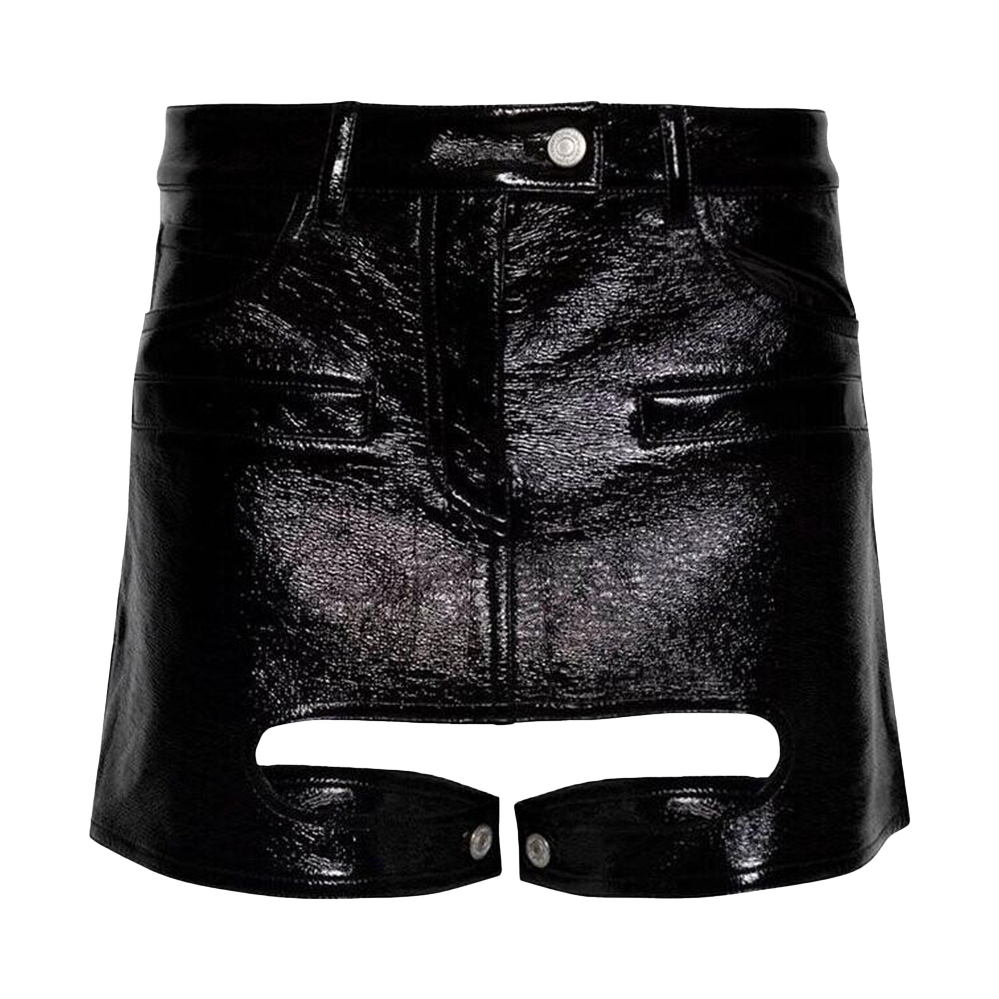 Pre-owned Courrèges Chaps Vinyl Skirt 'black' | Women's Size 38