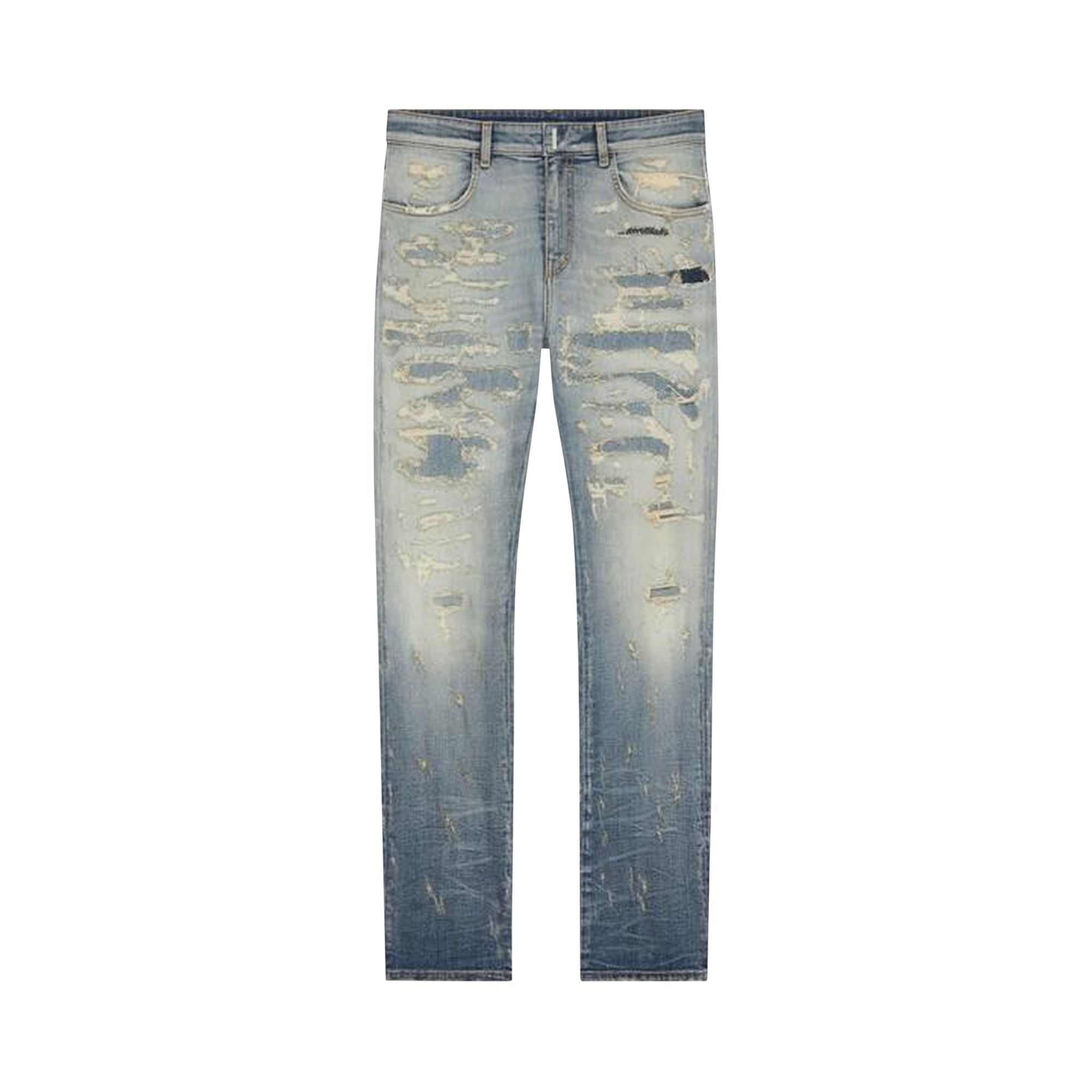 Pre-owned Givenchy Straight Fit 5 Pocket Jeans 'light Blue' | Black | Men's Size 31