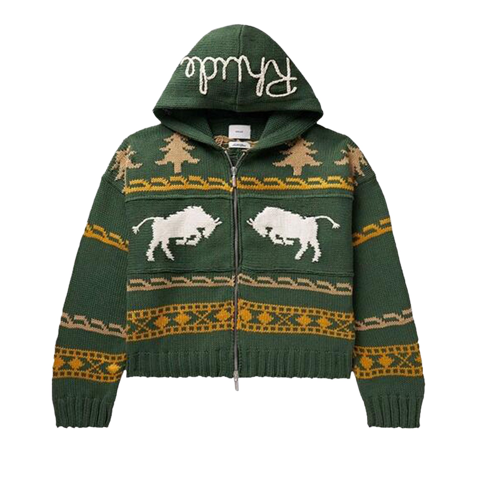 Pre-owned Rhude Raging Bull Knit Zip Hoodie 'multicolor' | Multi-color | Men's Size L