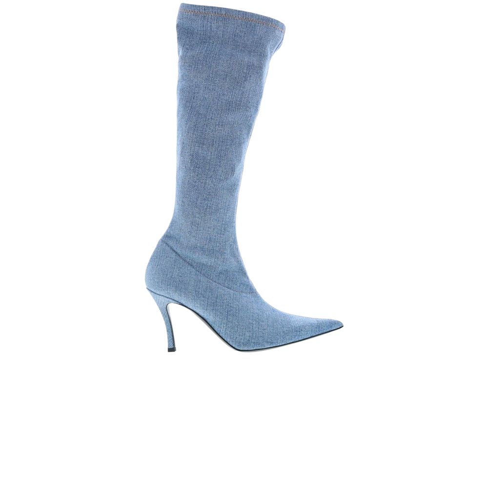 Pre-owned Diesel Wmns D-venus Knee High Boot 'blue' | Women's Size 7.5
