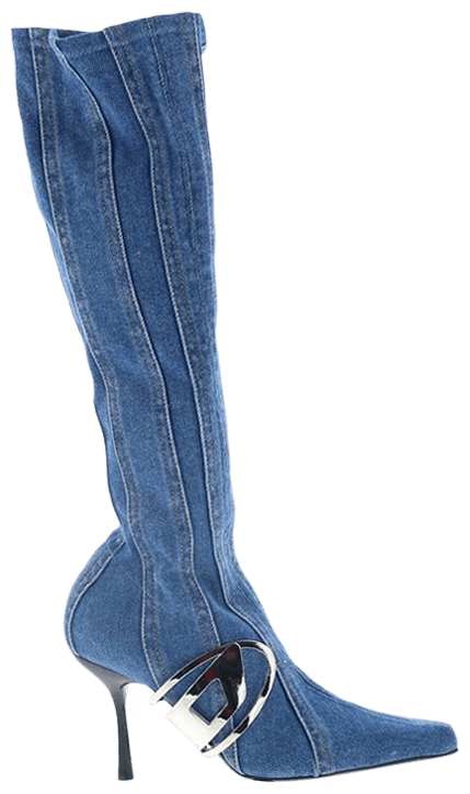 Diesel Wmns D Eclipse Knee High Boot Washed Denim