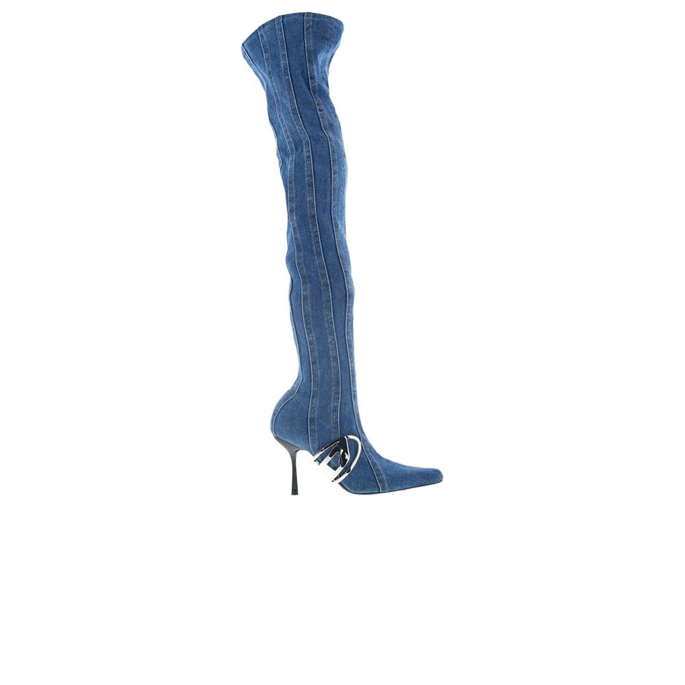 DIESEL Pre-owned Wmns D-eclipse Thigh High Boot 'washed Denim' | Blue | Women's Size 7.5