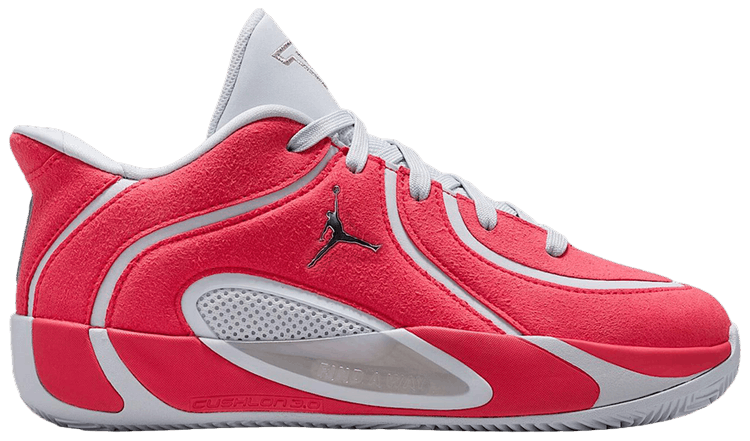Air Jordan Tatum 4 Premium GS Siren RedFootball GreyMetallic Silver