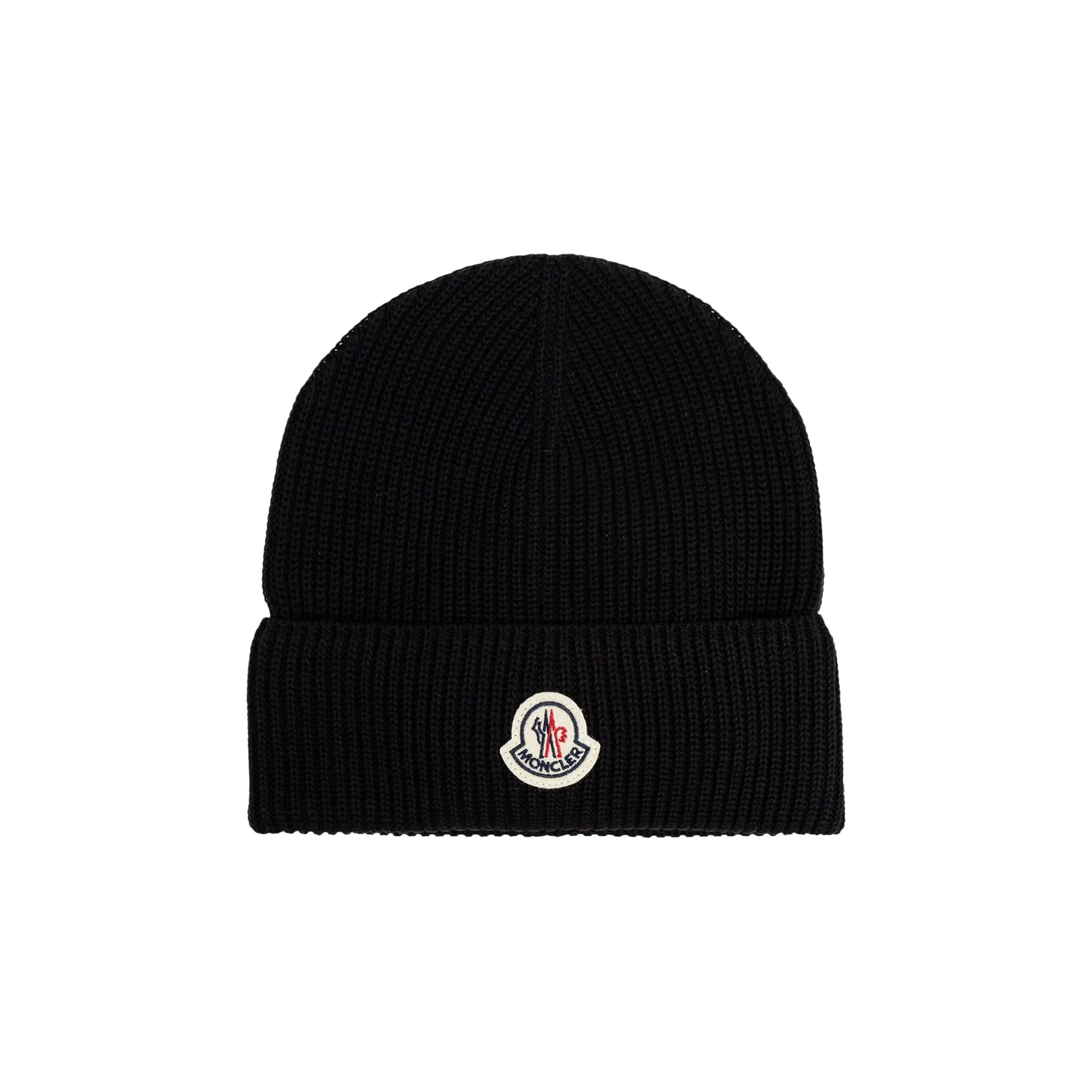 Pre-owned Moncler Iconic Circular Logo Ribbed Hat 'black' | Men's Size Onesize