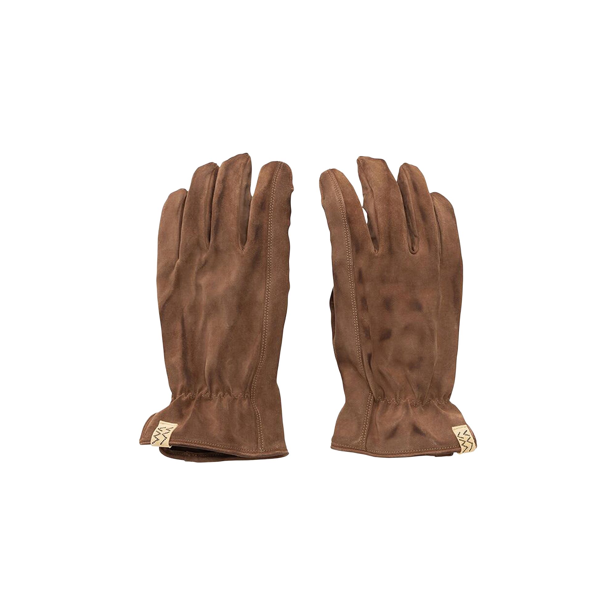 Pre-owned Visvim Leather Gloves Dmgd 'brown' | Men's Size Onesize