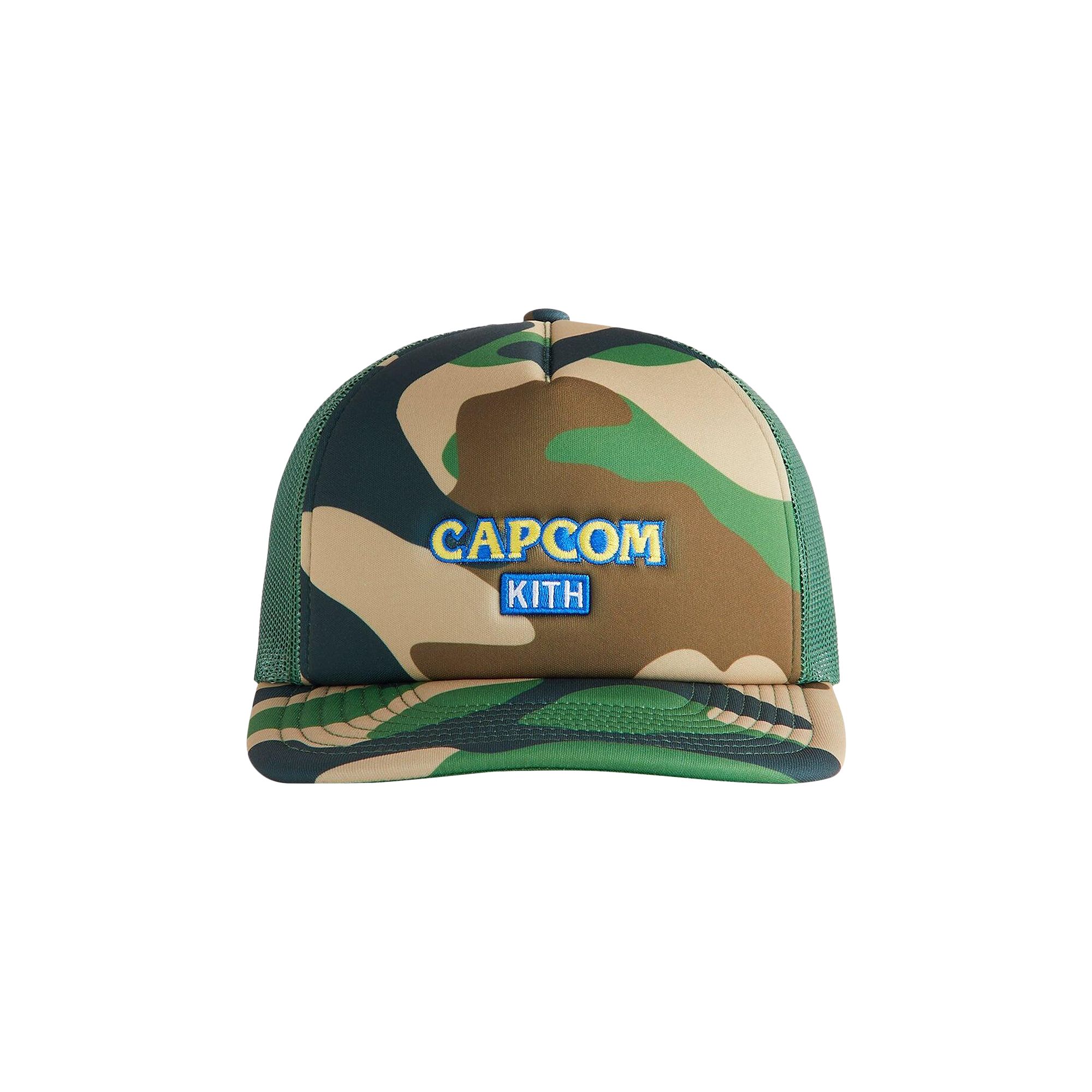 Pre-owned Kith X Capcom Nolan Trucker Hat 'camo' | Green | Men's Size Onesize