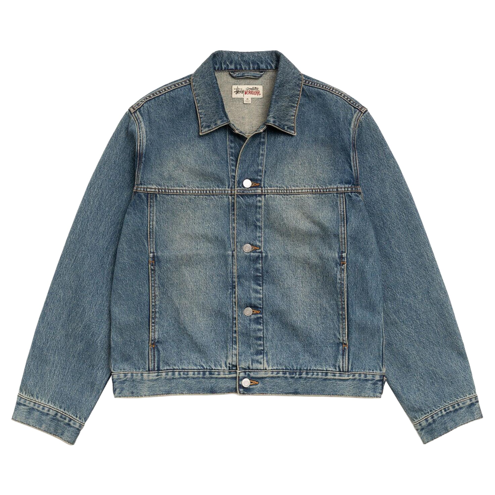 Pre-owned Stussy Trucker Jacket Denim 'vintage Mid Wash' | Blue | Men's Size S