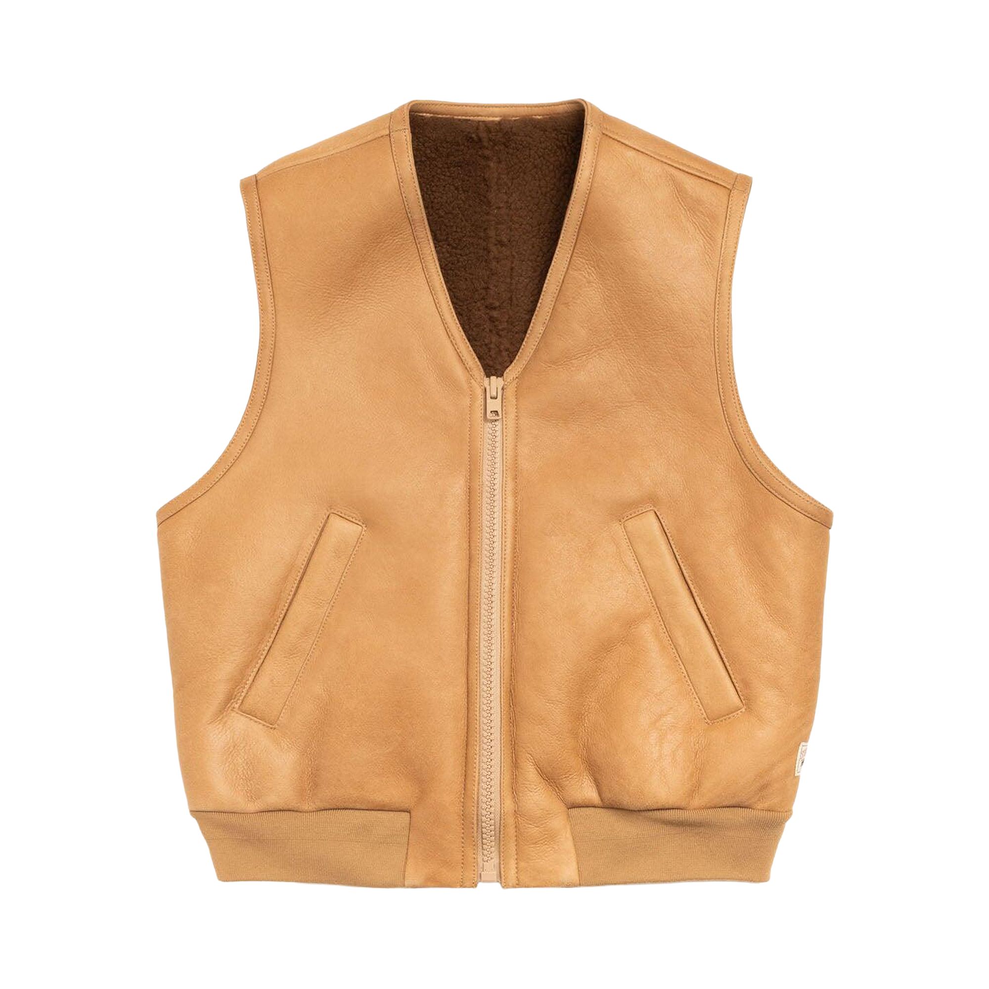 Pre-owned Stussy Shearling Vest 'tan' | Men's Size M In Brown