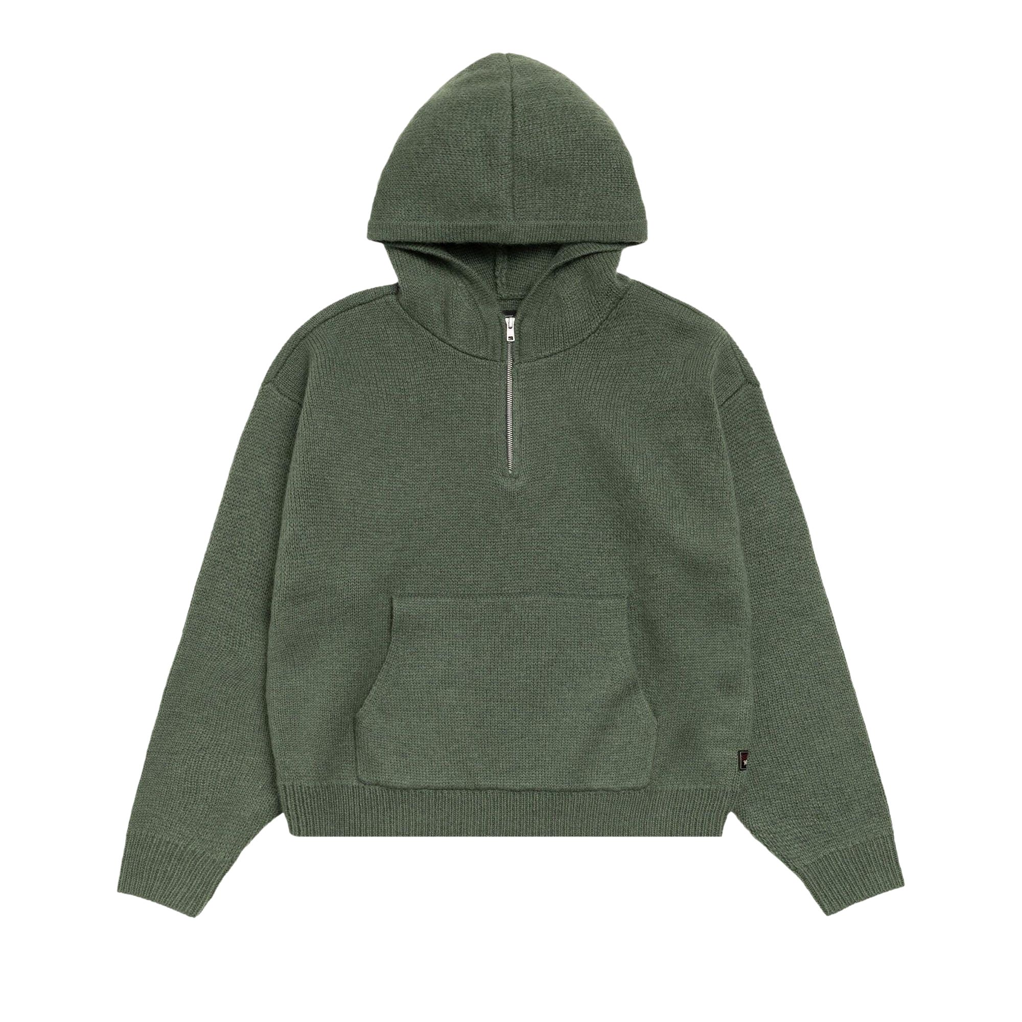 Pre-owned Stussy Quarter Zip Knit Hoodie 'green' | Men's Size L
