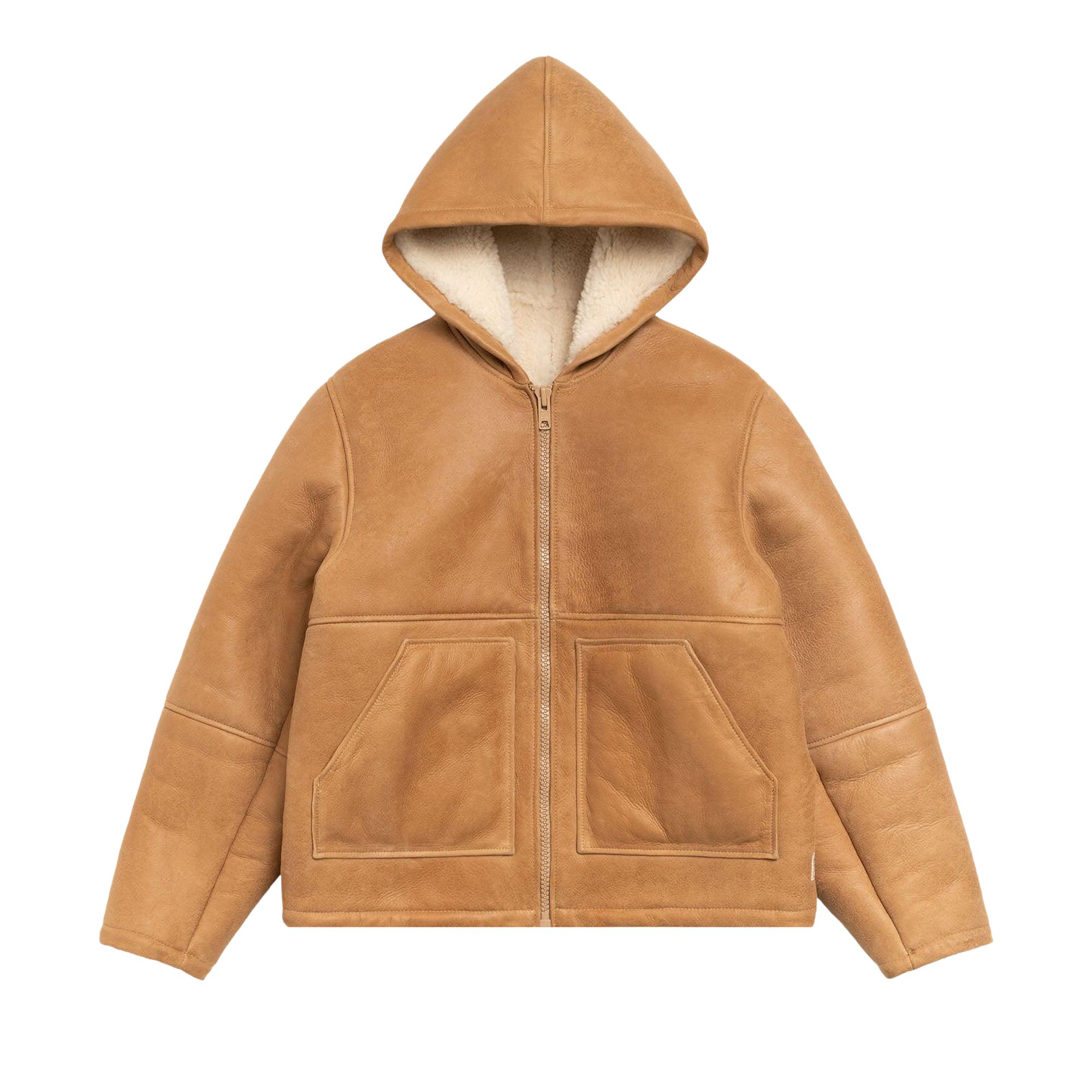 Pre-owned Stussy Shearling Hooded Jacket 'tan' | Men's Size Xl In Brown