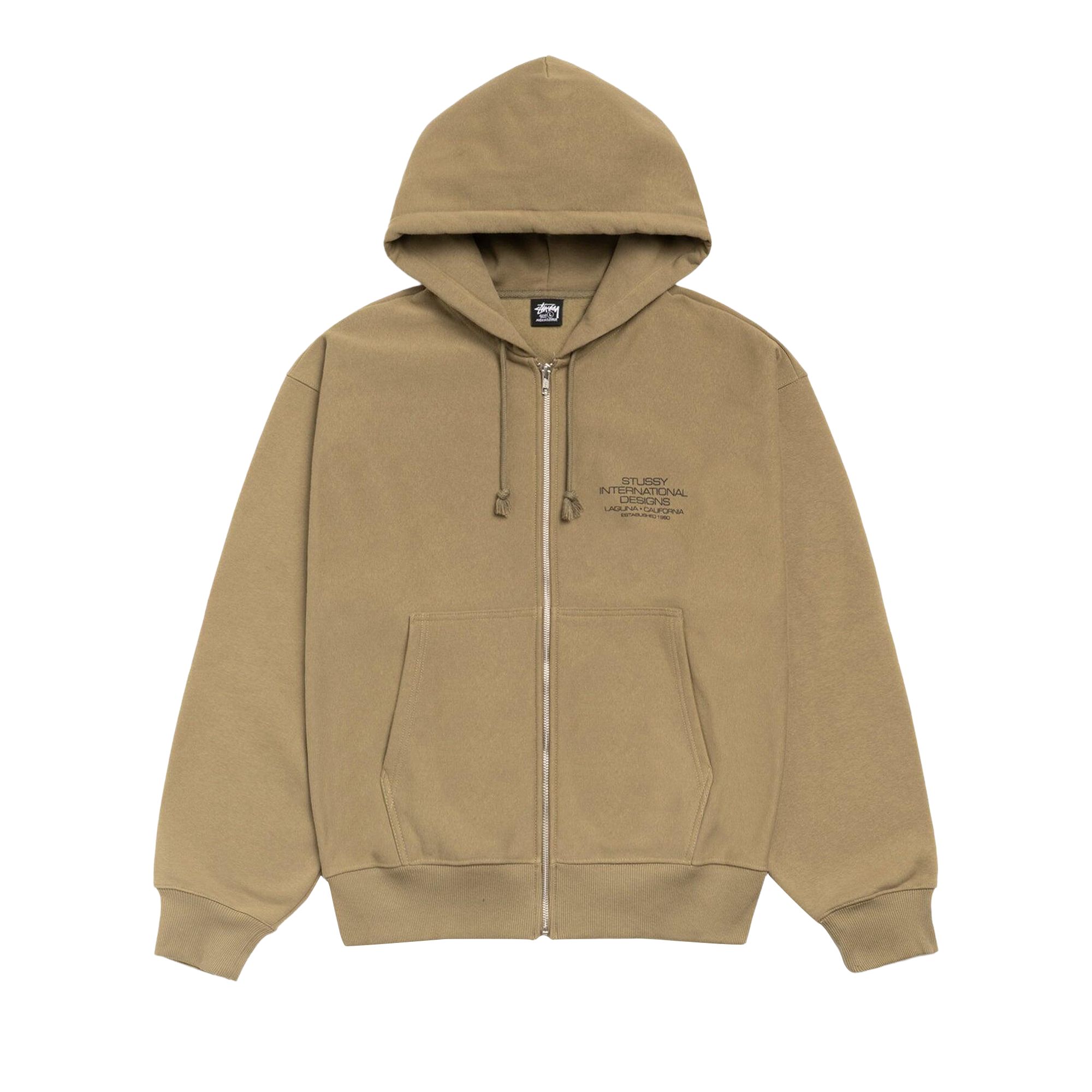 Pre-owned Stussy International Designs Zip Hoodie 'army' | Tan | Men's Size Xxl In Brown