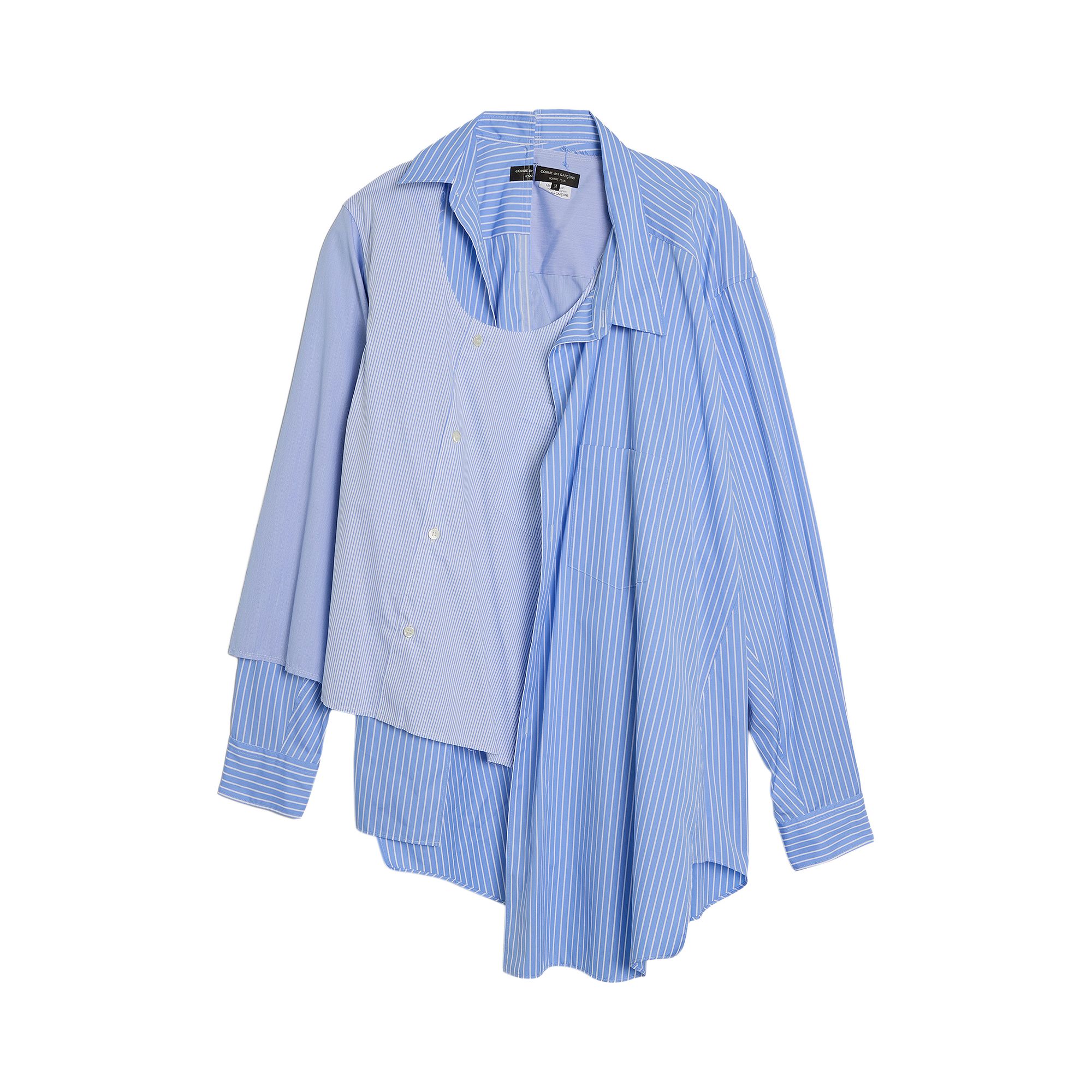 Pre-owned Comme Des Garçons Homme Deux Comme Des Garçons Homme Plus Broad Stripe Shirt 'sax/white' | Blue | Men's Size Xl