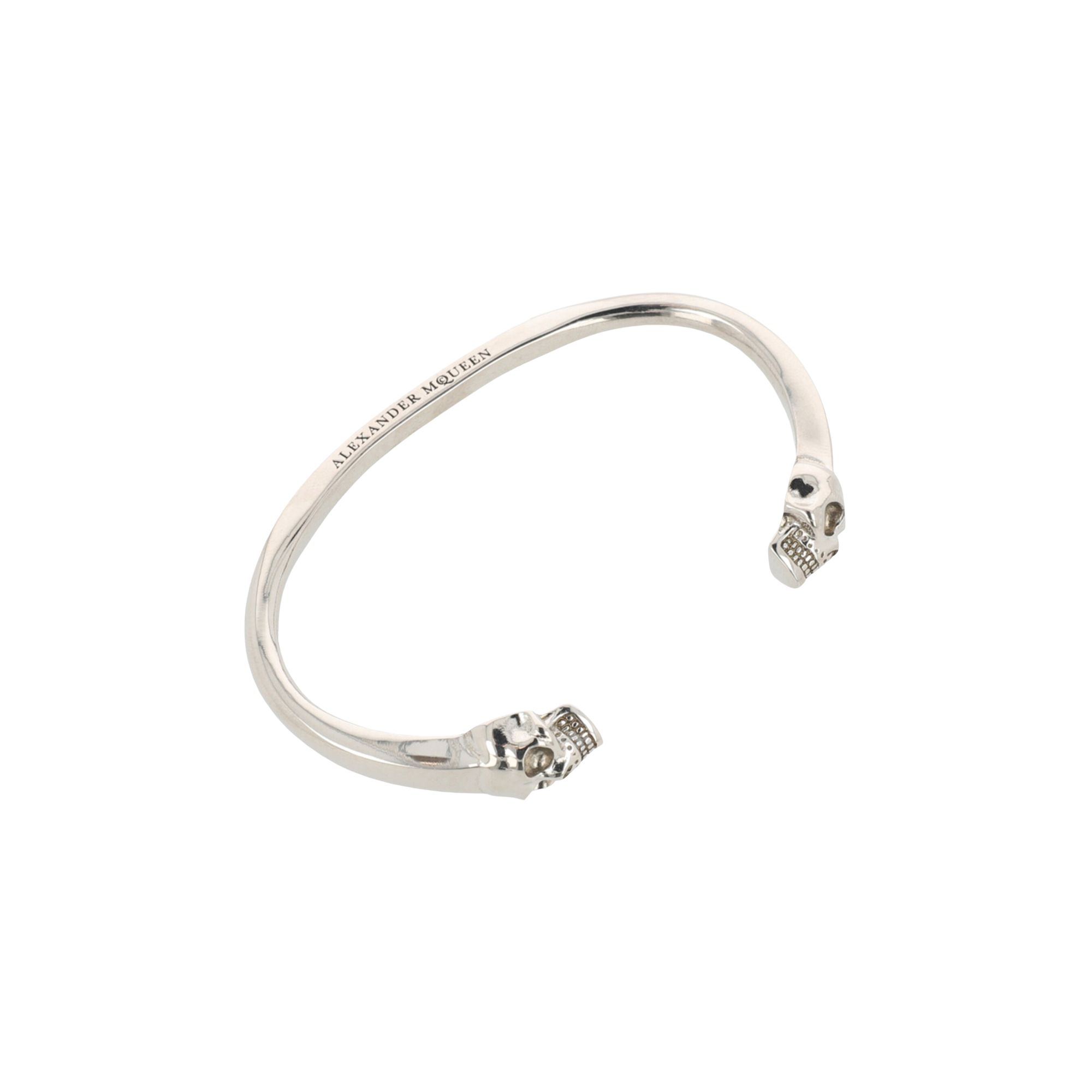 Pre-owned Alexander Mcqueen Twin Skull Bracelet 'silver' | Men's Size Onesize