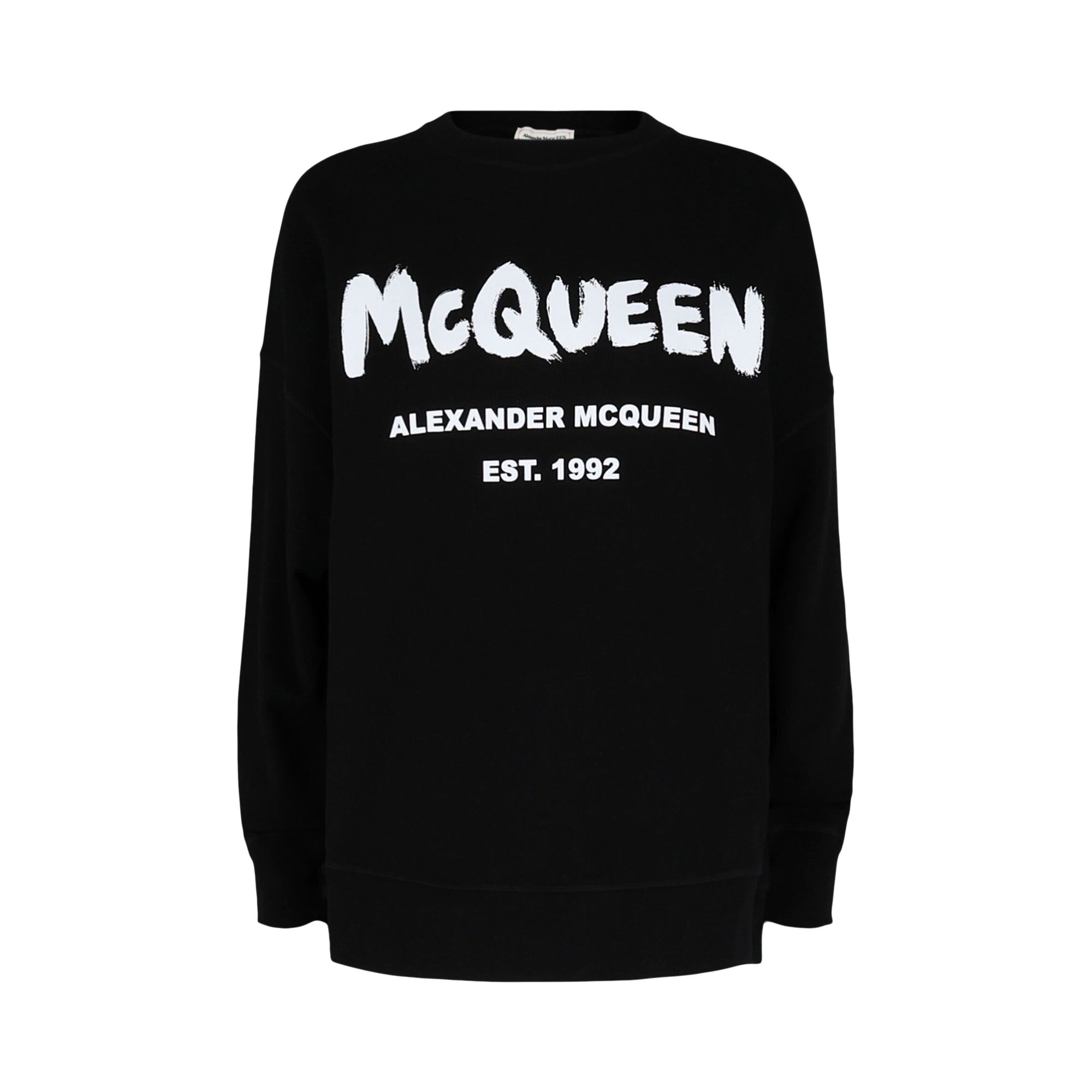 Pre-owned Alexander Mcqueen Graffiti Logo Sweatshirt 'black White' | Women's Size 40
