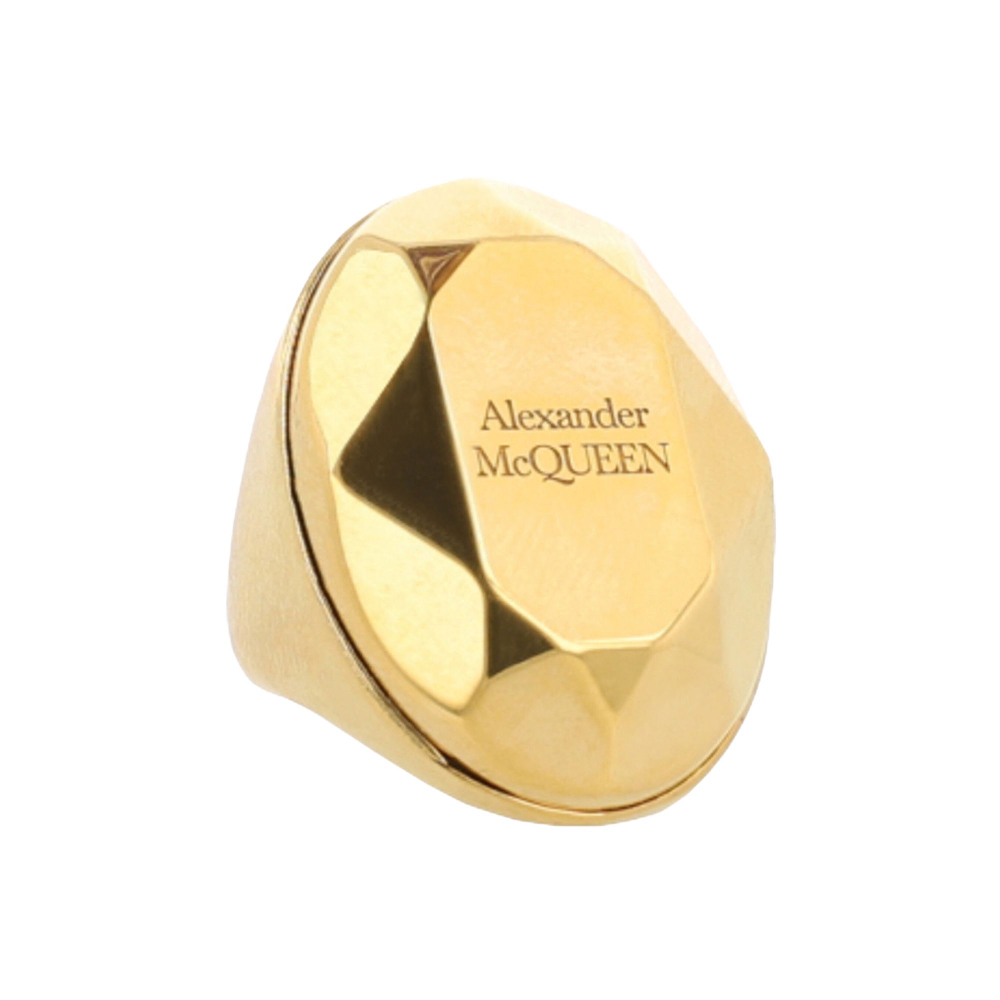 Pre-owned Alexander Mcqueen Faceted Stone Ring 'gold' | Women's Size 13