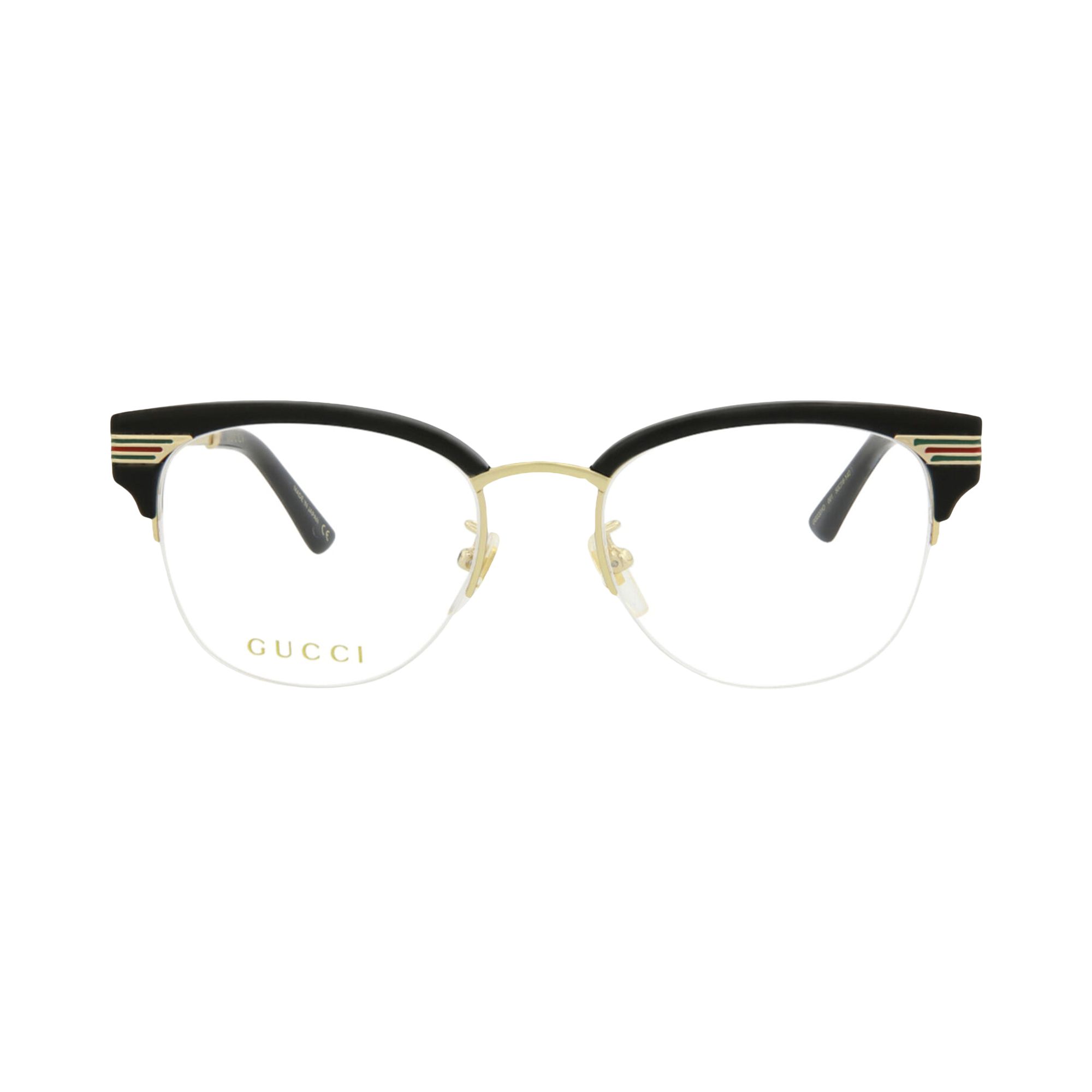 Pre-owned Gucci Round-frame Acetate Optical Frames 'black Gold Transparent' | Women's Size Onesize