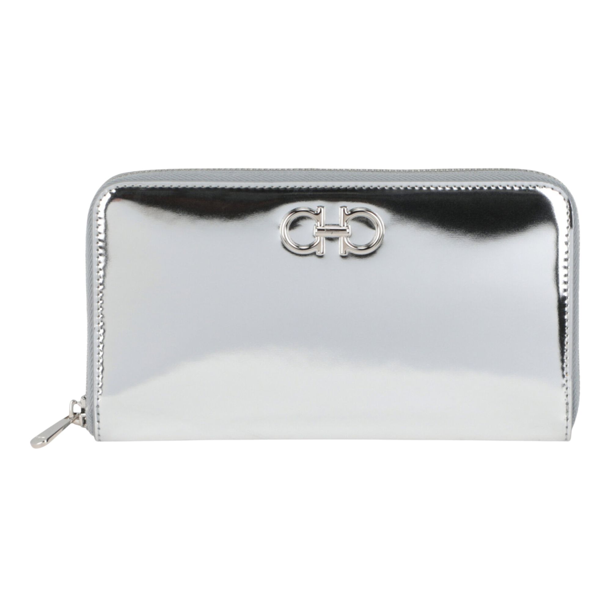 Pre-owned Ferragamo Gancini Contential Wallet 'silver' | Women's Size Onesize