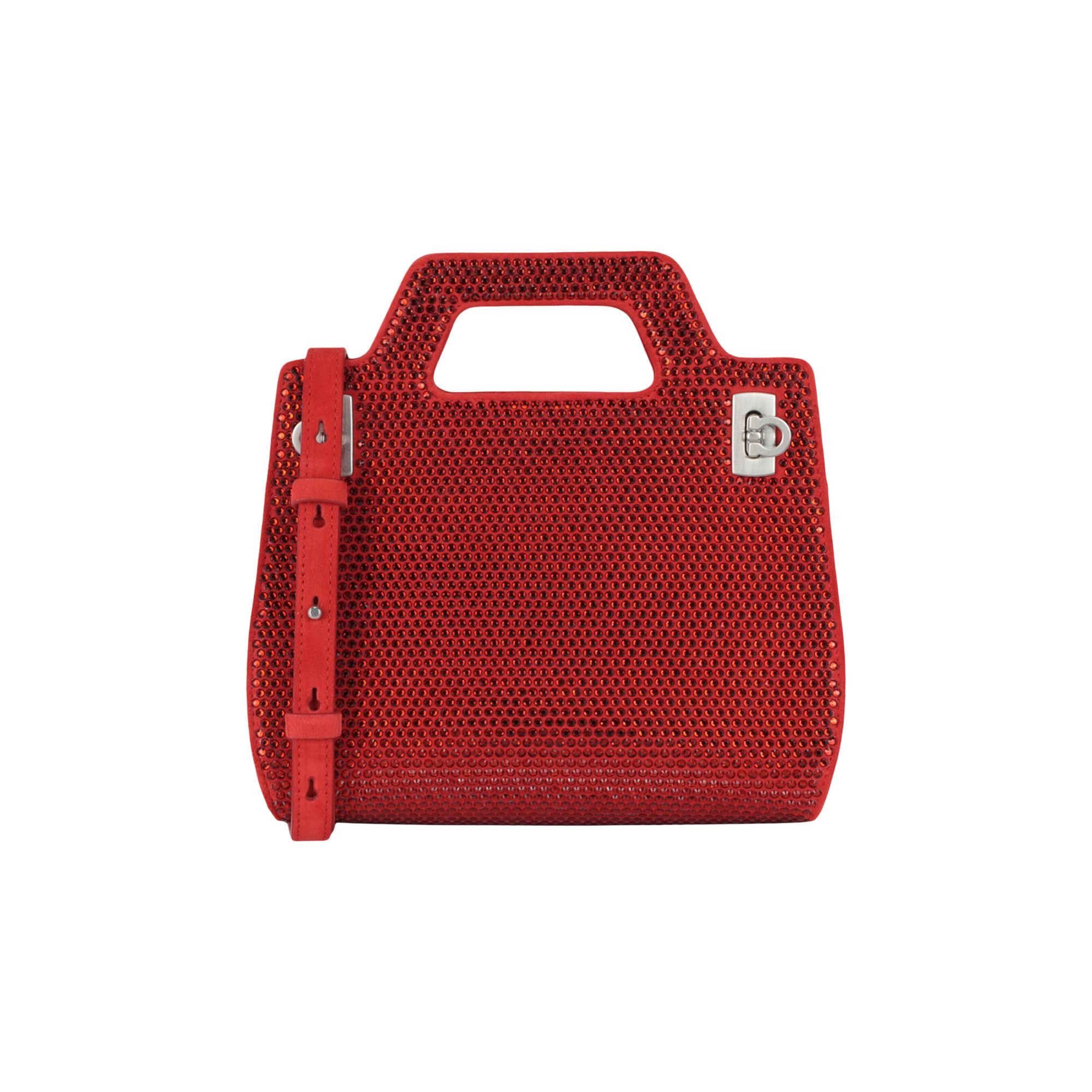 Pre-owned Ferragamo Wanda Mini Stain And Strass Top-handle Bag 'red' | Women's Size Onesize