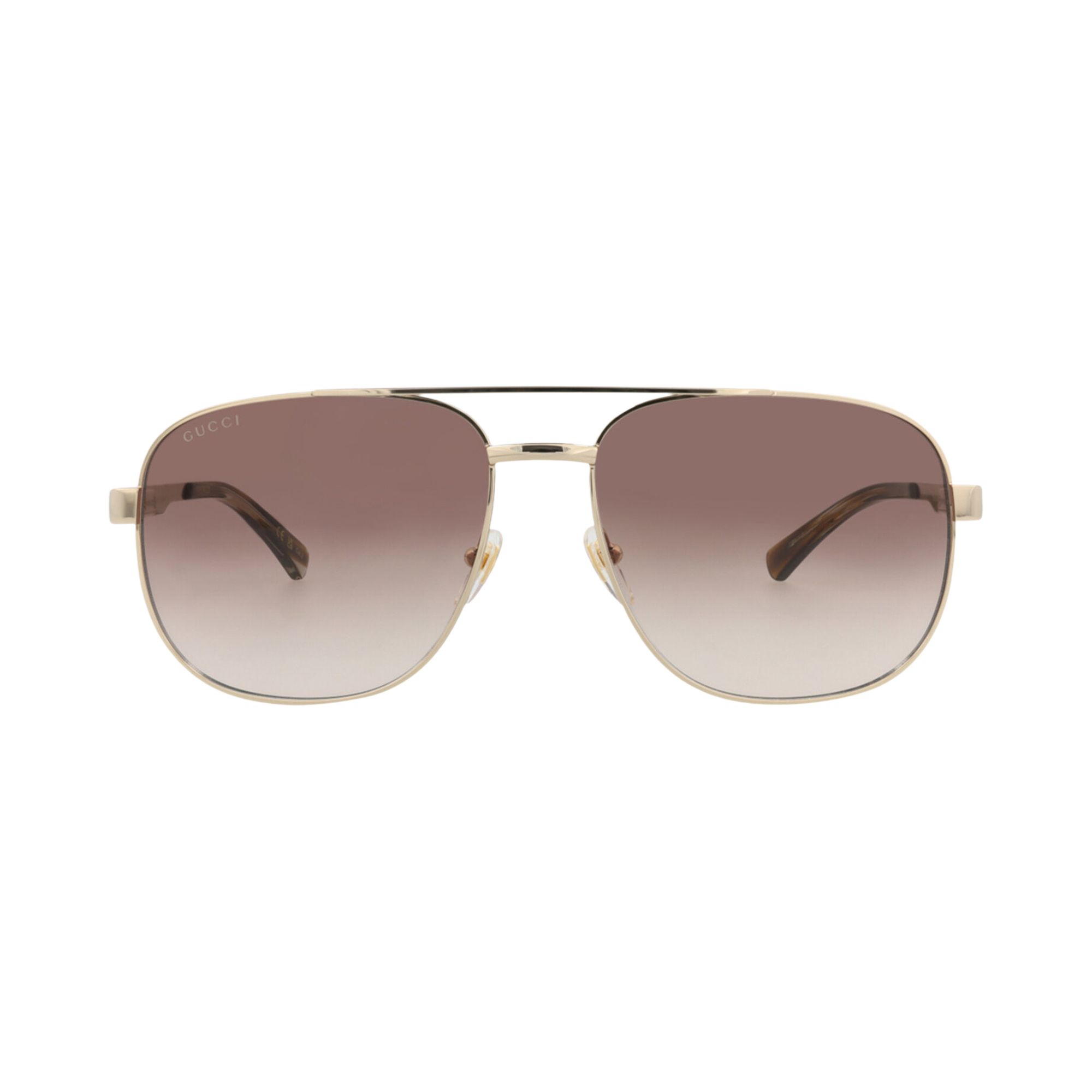 Pre-owned Gucci Aviator-frame Metal Sunglasses 'gold Brown' | Men's Size Onesize