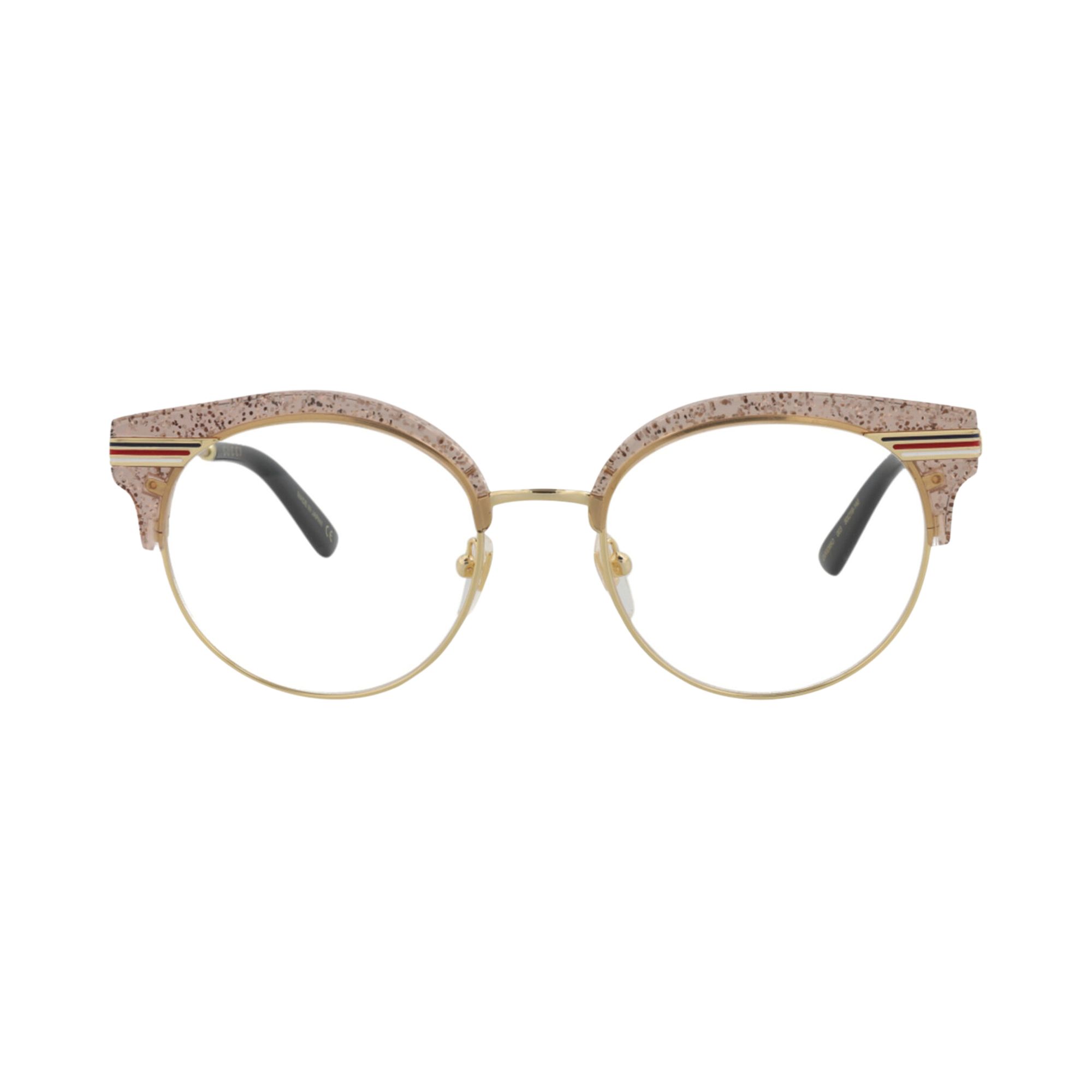 Pre-owned Gucci Round-frame Metal Optical Frames 'nude Gold Transparent' | Cream | Women's Size Onesize In White