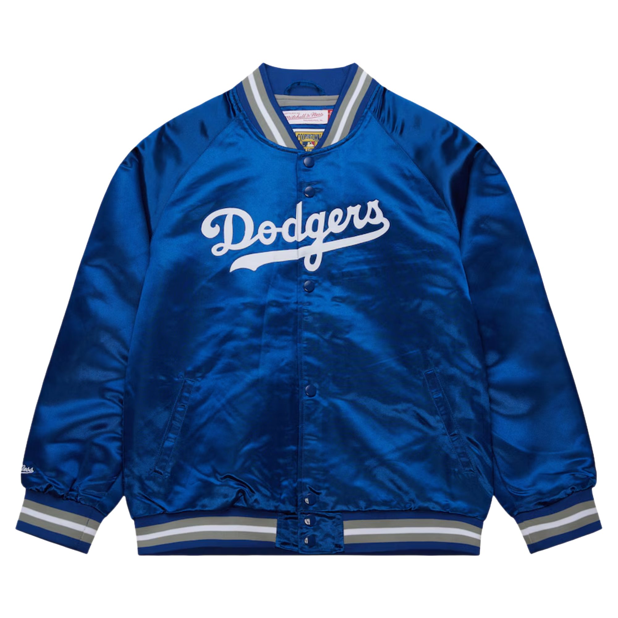 Pre-owned Mitchell & Ness Lightweight Satin Los Angeles Dodgers Jacket 'royal' | Blue | Men's Size L