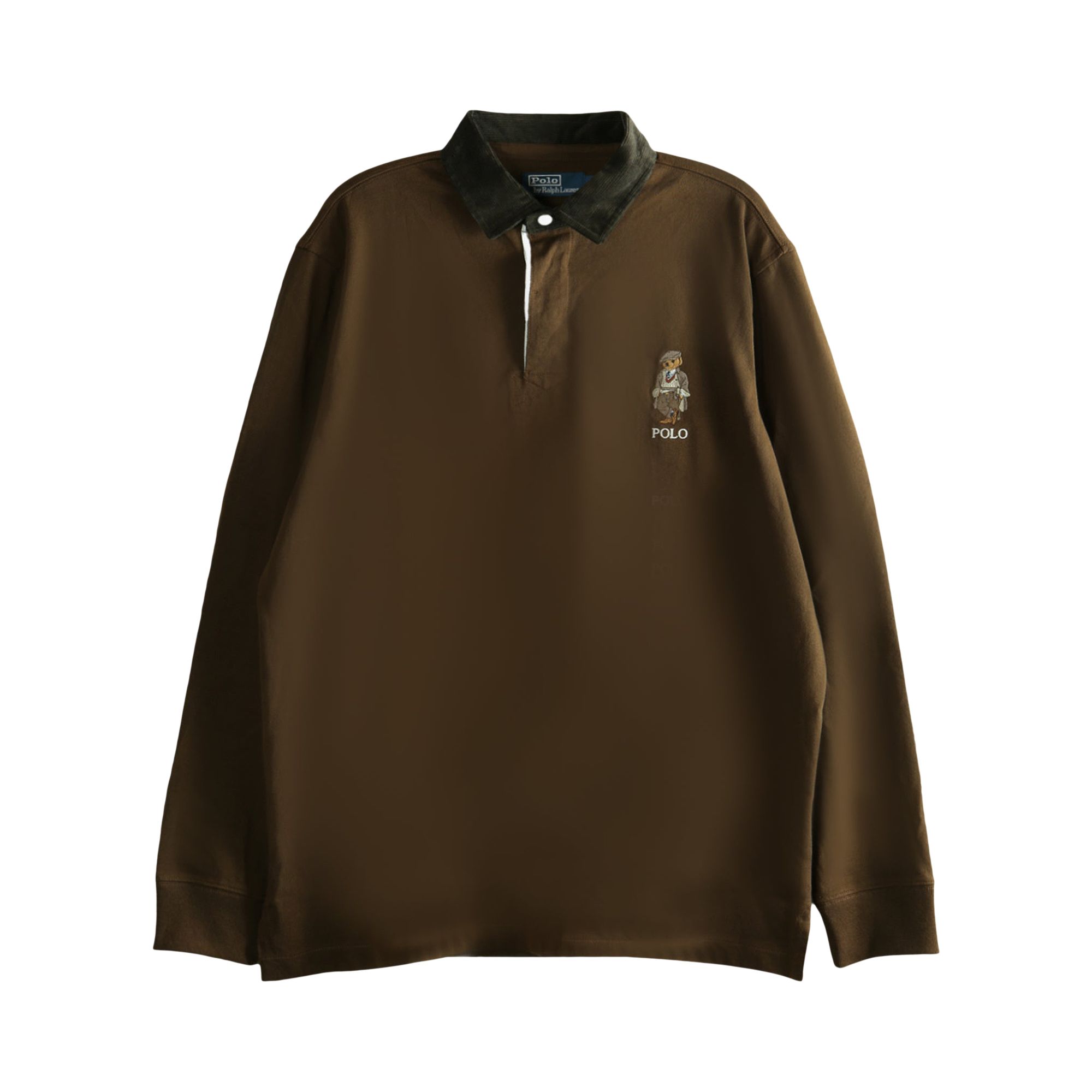 Pre-owned Polo Ralph Lauren Long-sleeve Novelty Bear Rugby Shirt 'branch Brown' | Men's Size Xl
