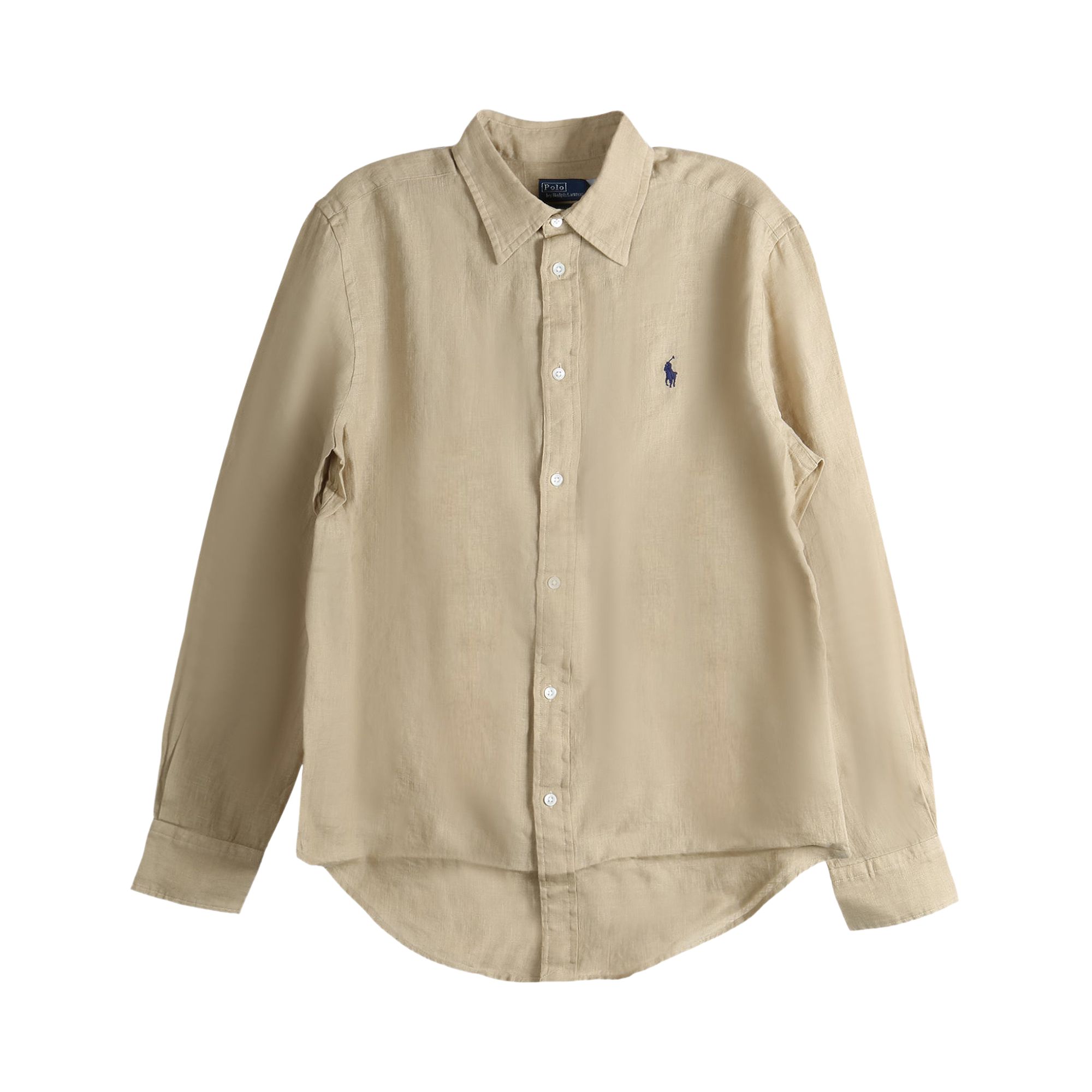 Pre-owned Polo Ralph Lauren Classic Long-sleeve Button Front Shirt 'beige' | Cream | Women's Size L In White