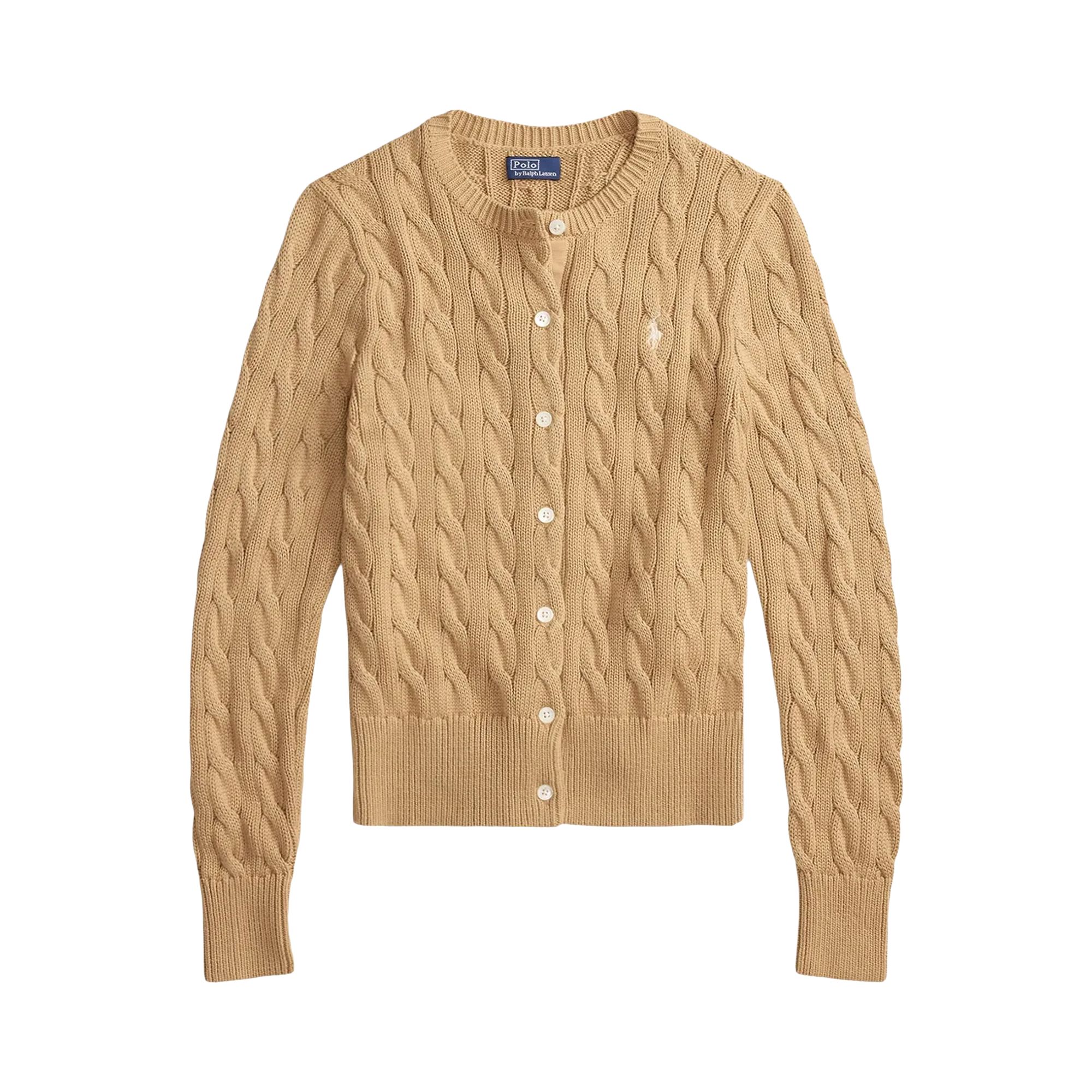 Pre-owned Polo Ralph Lauren Long-sleeve Cardigan 'khaki' | Brown | Women's Size M