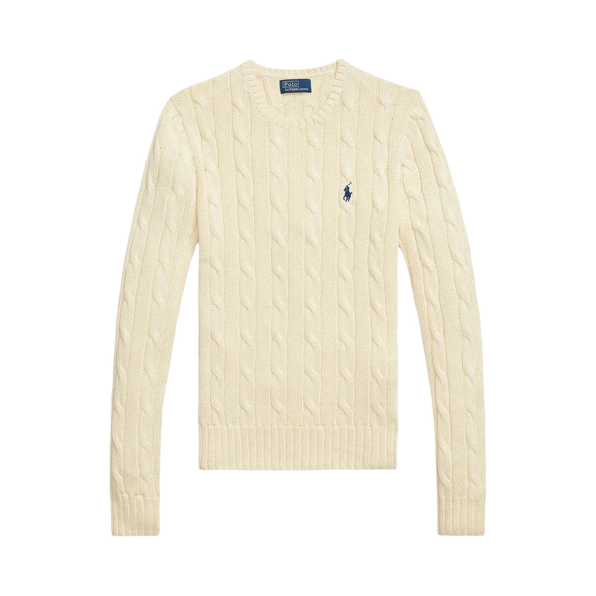 Pre-owned Polo Ralph Lauren Pima Cotton Julianna Long-sleeve Pullover 'parchment Cream' | Women's Size L In White