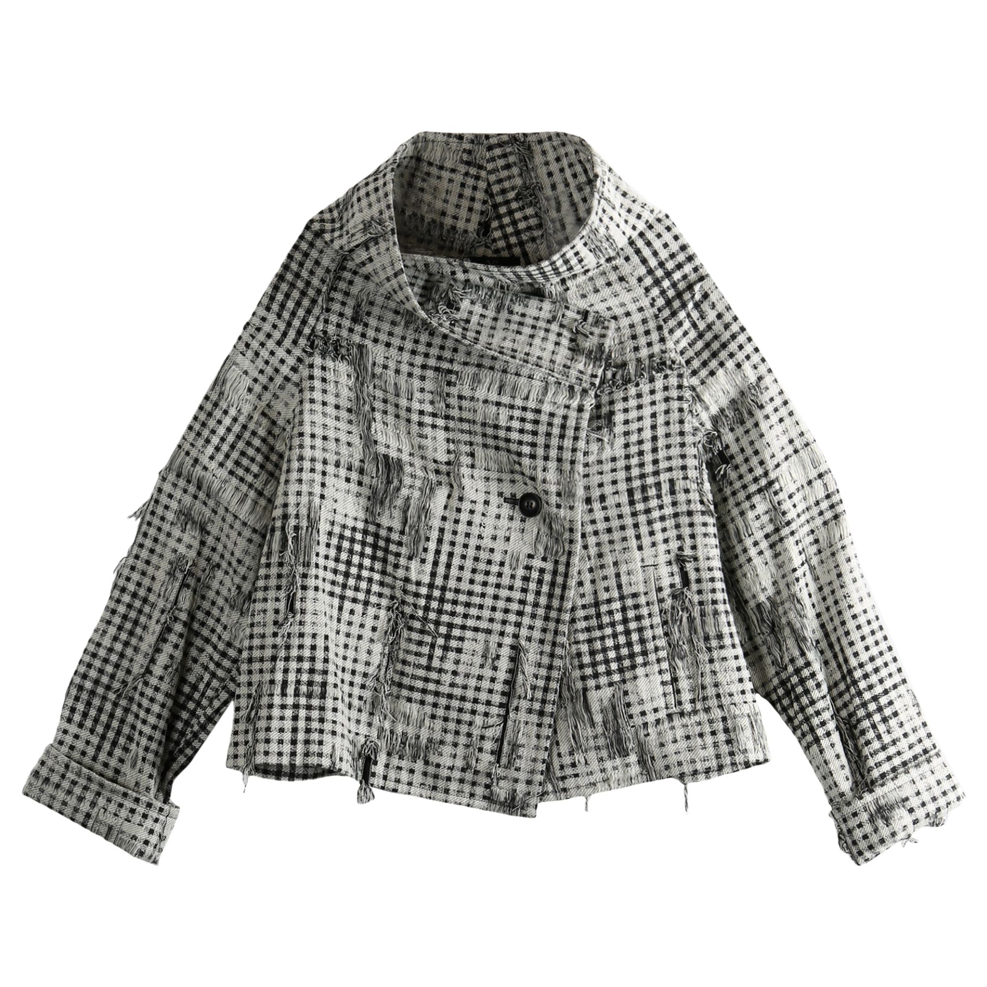 Pre-owned Y's U Curve Wrap Jacket 'white/black' | Women's Size 2