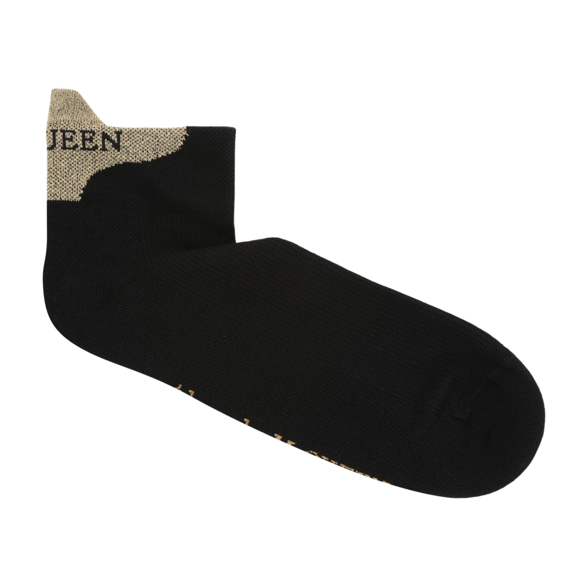 Pre-owned Alexander Mcqueen Signature Knit Socks 'black Gold' | Men's Size Onesize