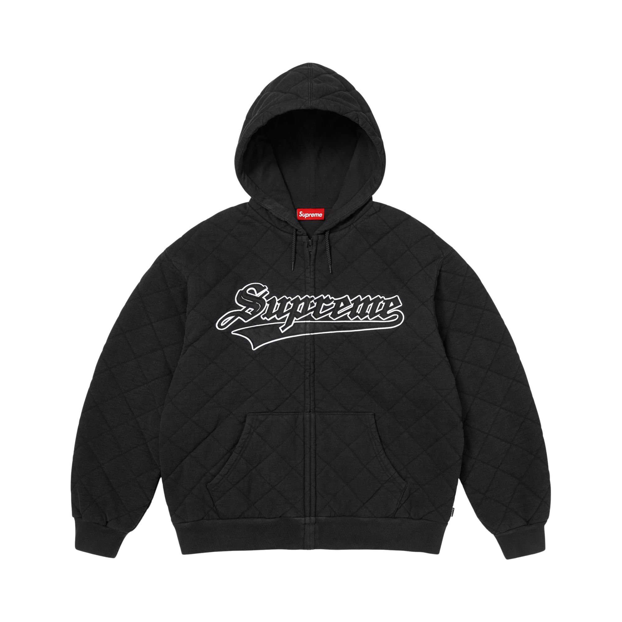Pre-owned Supreme Quilted Zip Up Hooded Sweatshirt | Black | Men's Size Xl