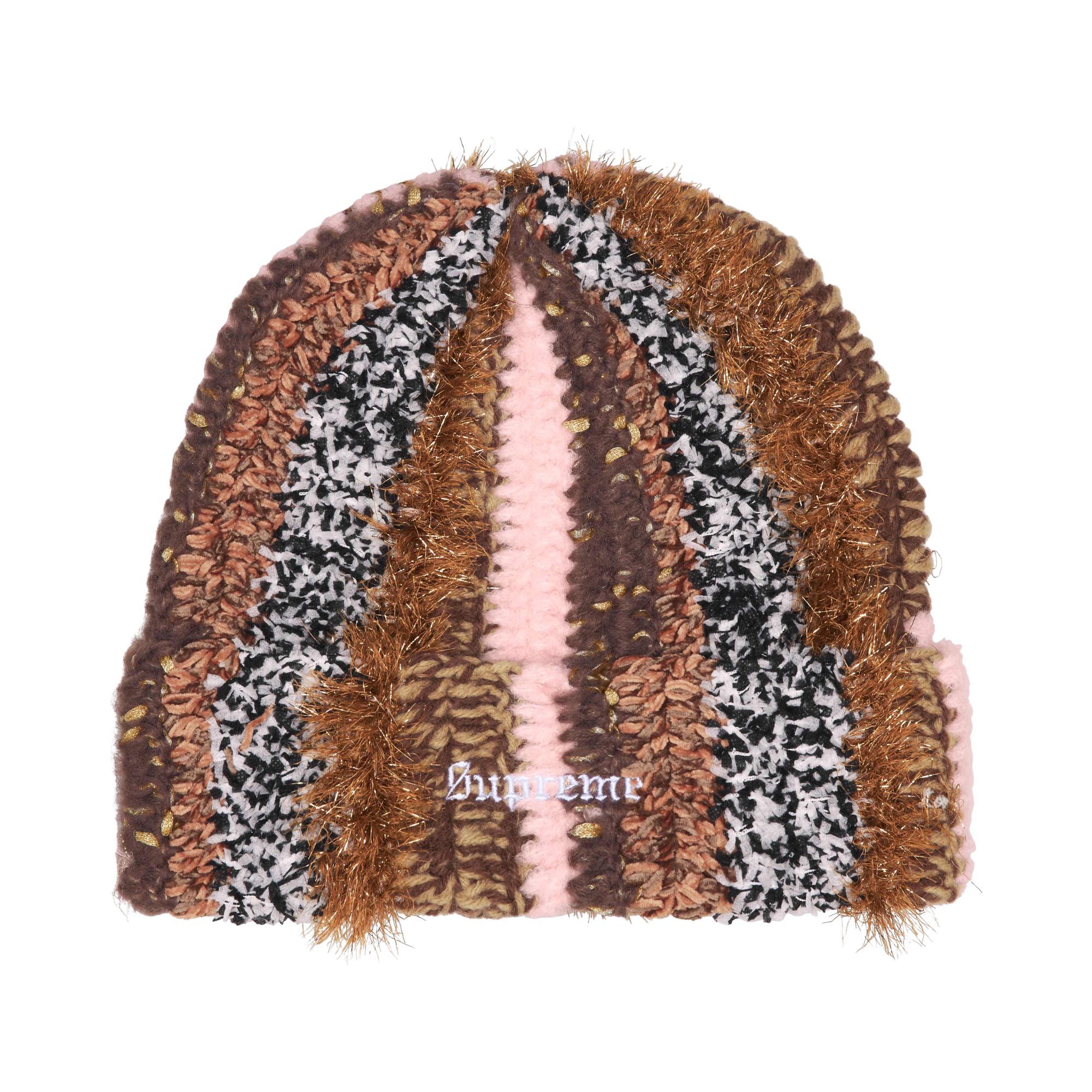 Pre-owned Supreme Tinsel Stripe Beanie 'brown' | Men's Size Onesize