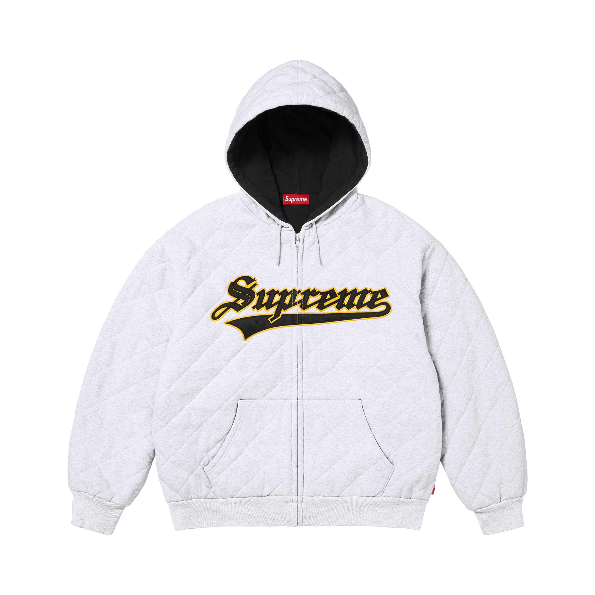 Pre-owned Supreme Quilted Zip Up Hooded Sweatshirt 'ash Grey' | Men's Size S In Gray