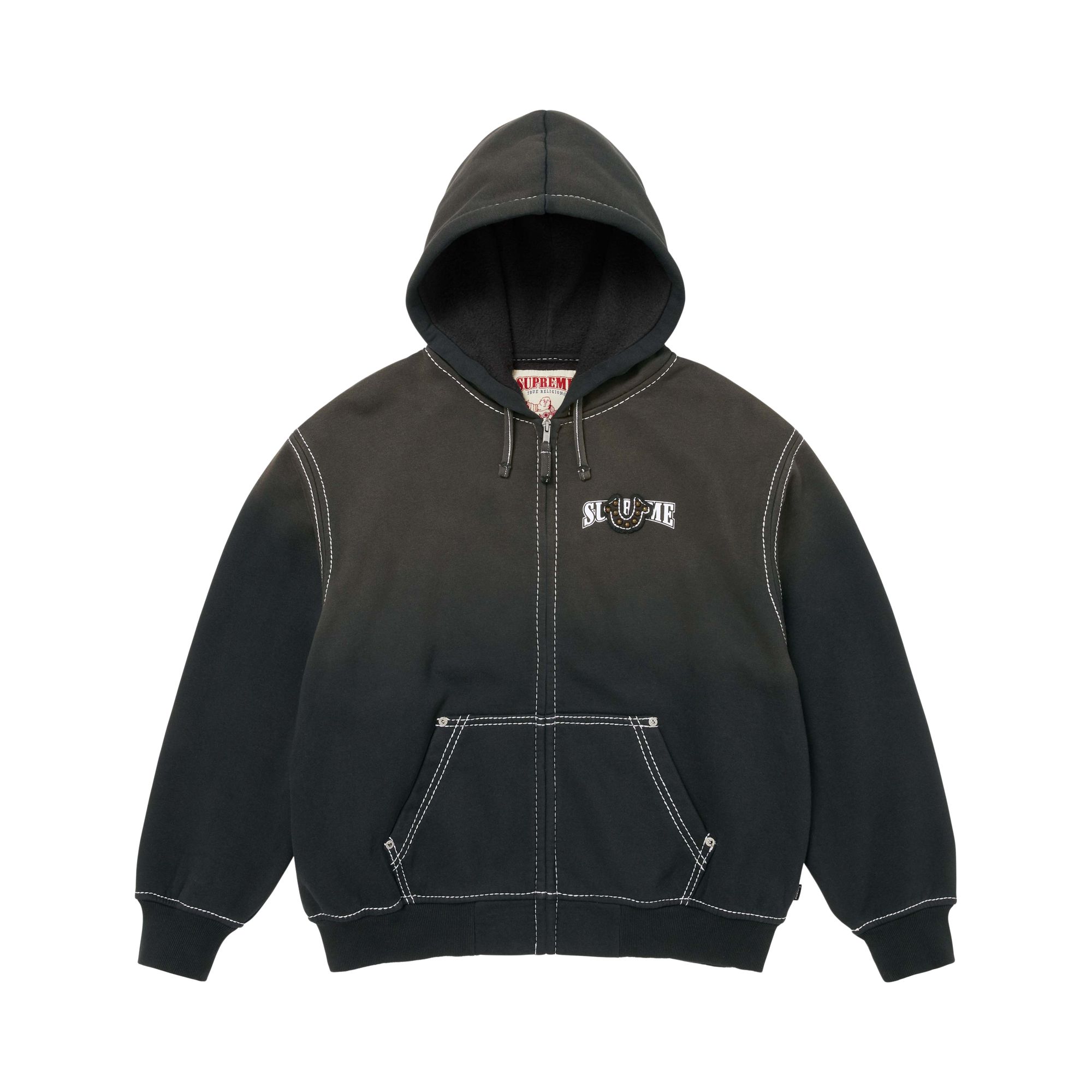 Pre-owned Supreme X True Religion Zip Up Hooded Sweatshirt 'black' | Men's Size M