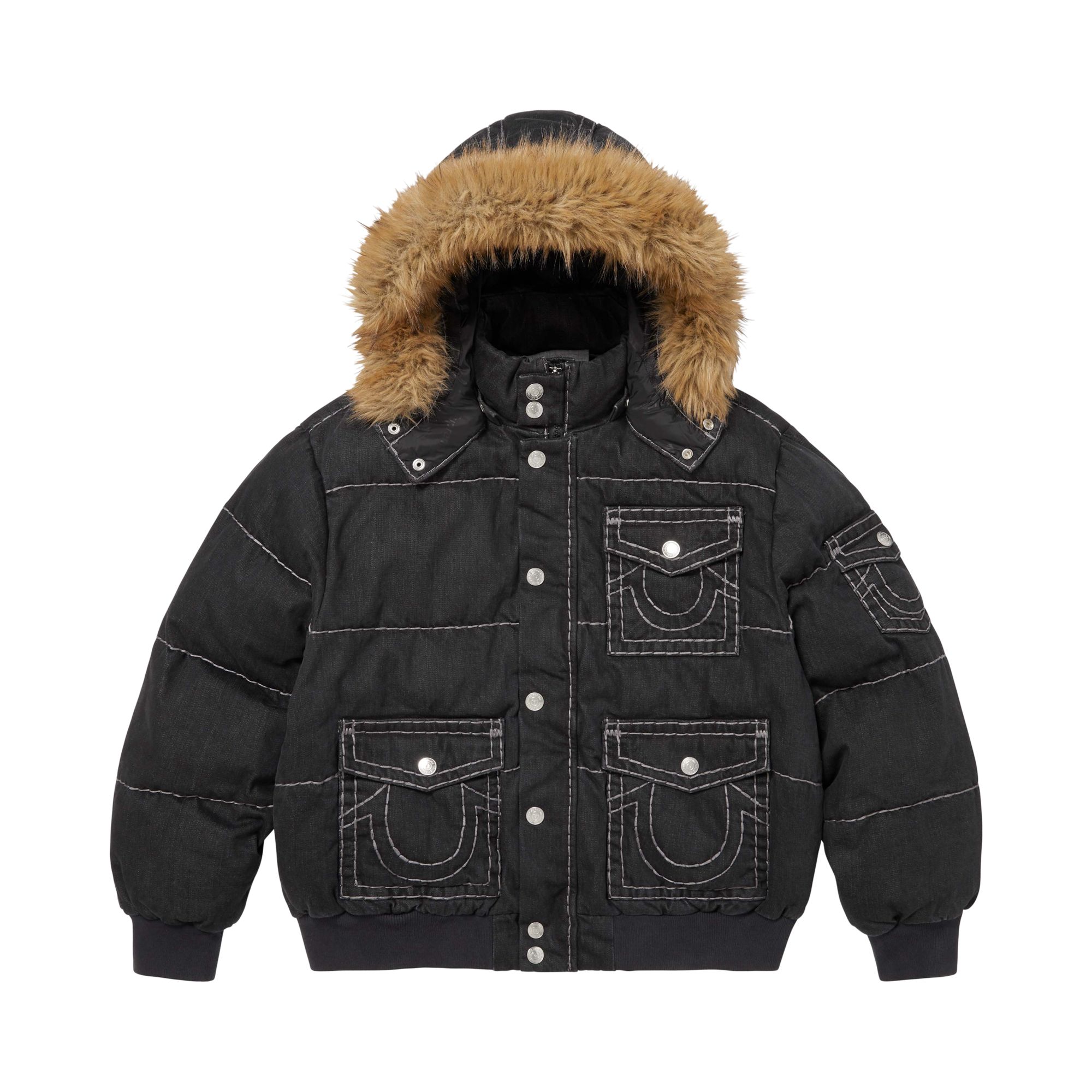 Pre-owned Supreme X True Religion Puffer Jacket 'black' | Men's Size Xxl