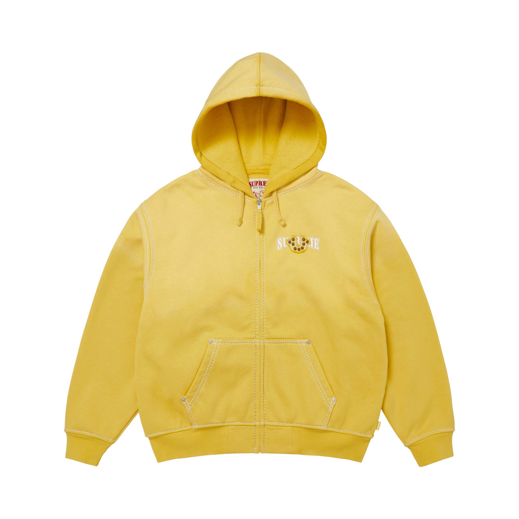 Pre-owned Supreme X True Religion Zip Up Hooded Sweatshirt 'yellow' | Men's Size L